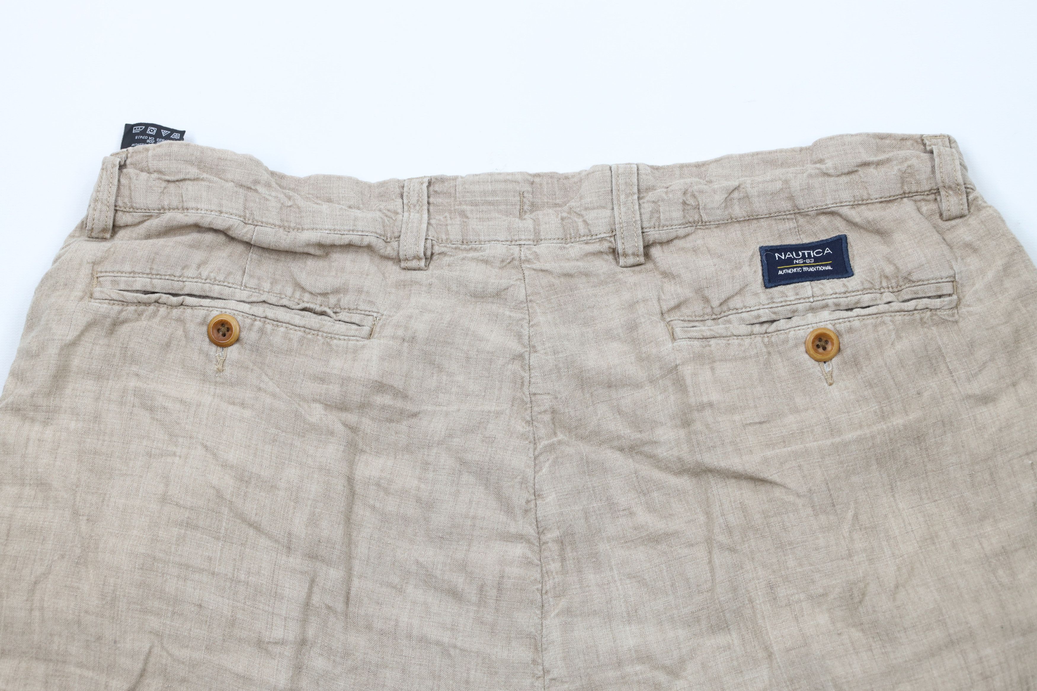 Nautica × Vintage Vintage Nautica Above Knee Linen Shorts Beige Brown Size US 35 - 10 Thumbnail