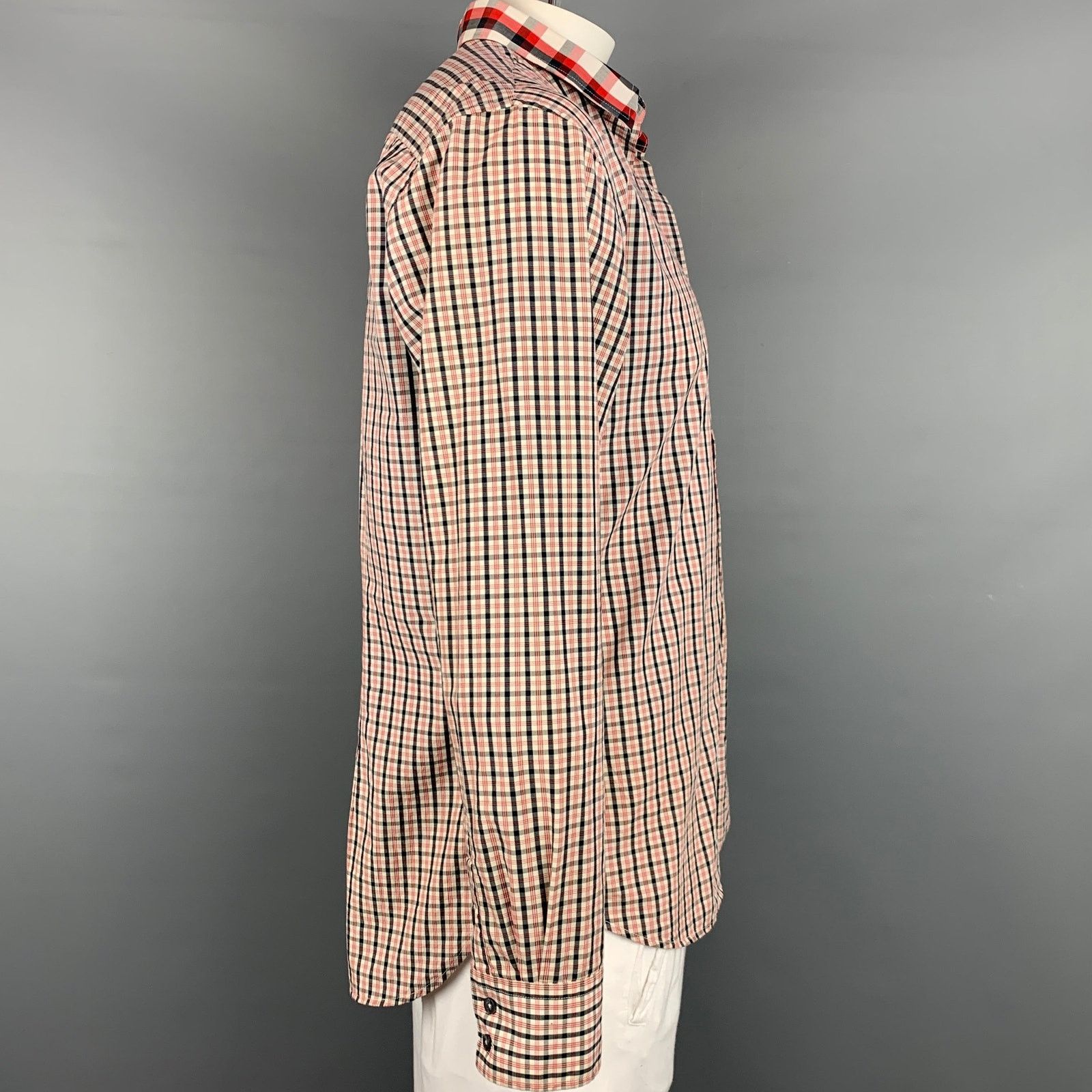 Paul Smith Size L White & Red Checkered Cotton Long Sleeve Shirt Size US L / EU 52-54 / 3 - 2 Thumbnail