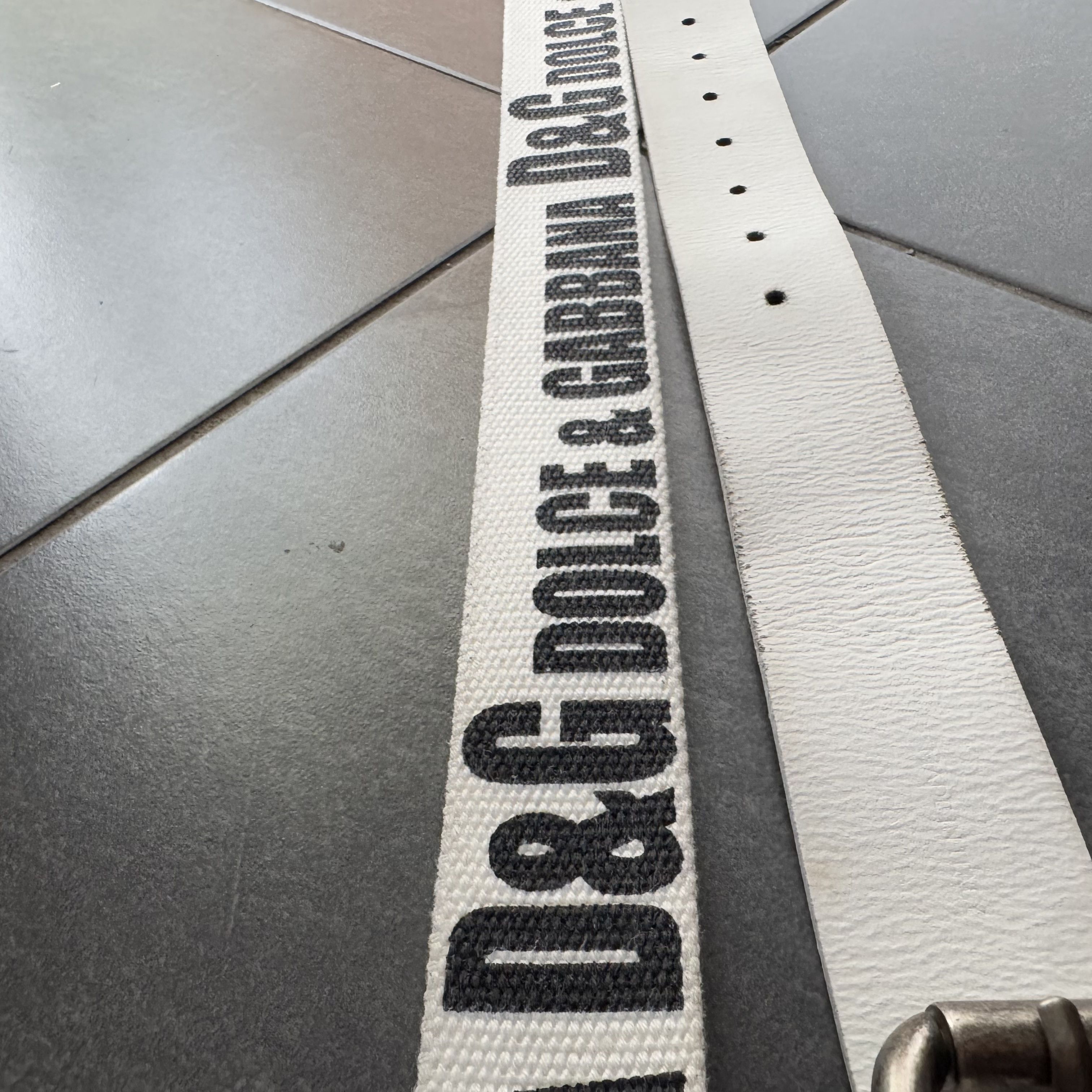 Dolce & Gabbana Dolce Gabbana white black nylon leather belt Vintage Monogra Size ONE SIZE - 5 Thumbnail