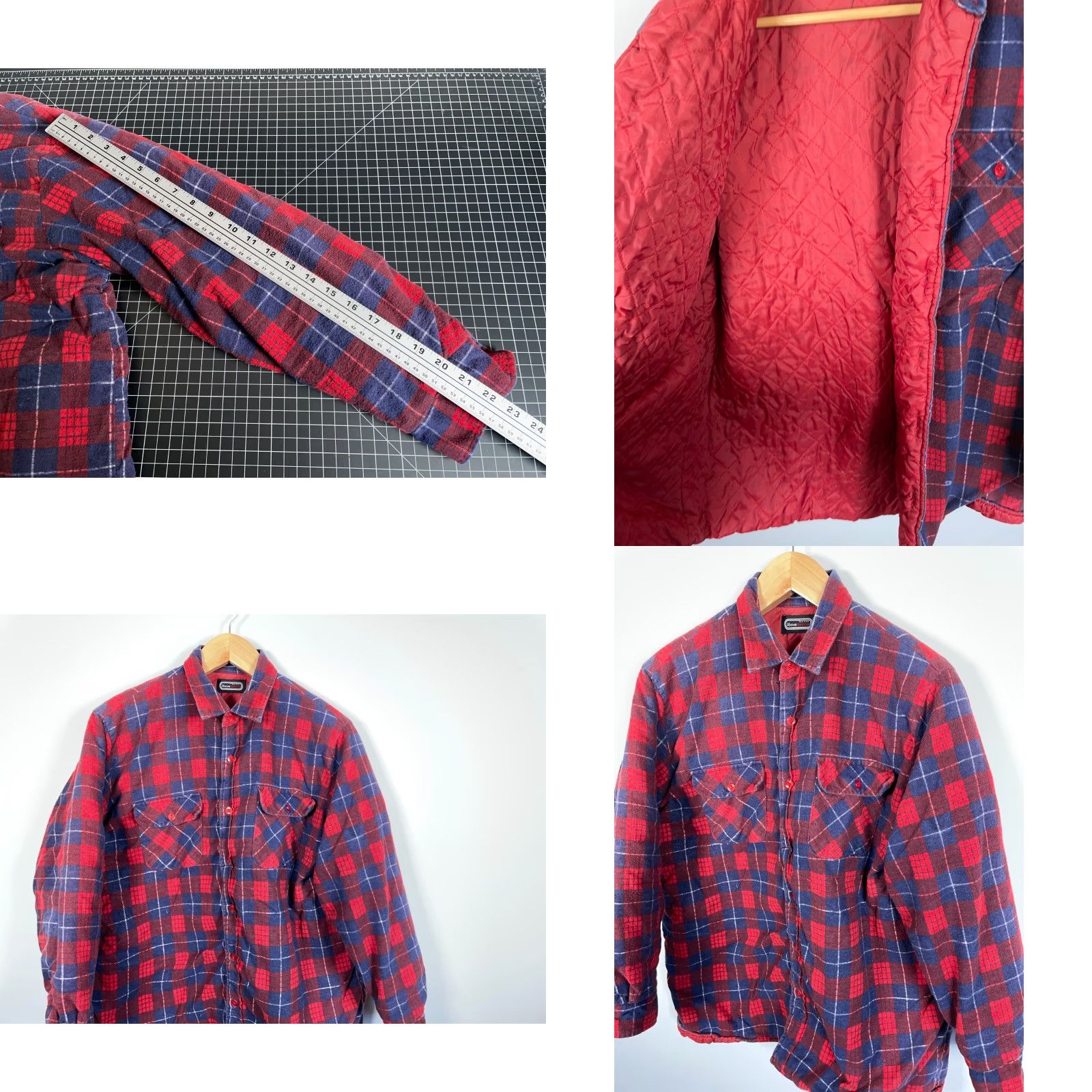 Vintage VINTAGE Above Average Quilted Flannel Shirt Jacket Men XL Tall Red Blue Plaid Insulated Shacket Size US XL / EU 56 / 4 - 8 Thumbnail
