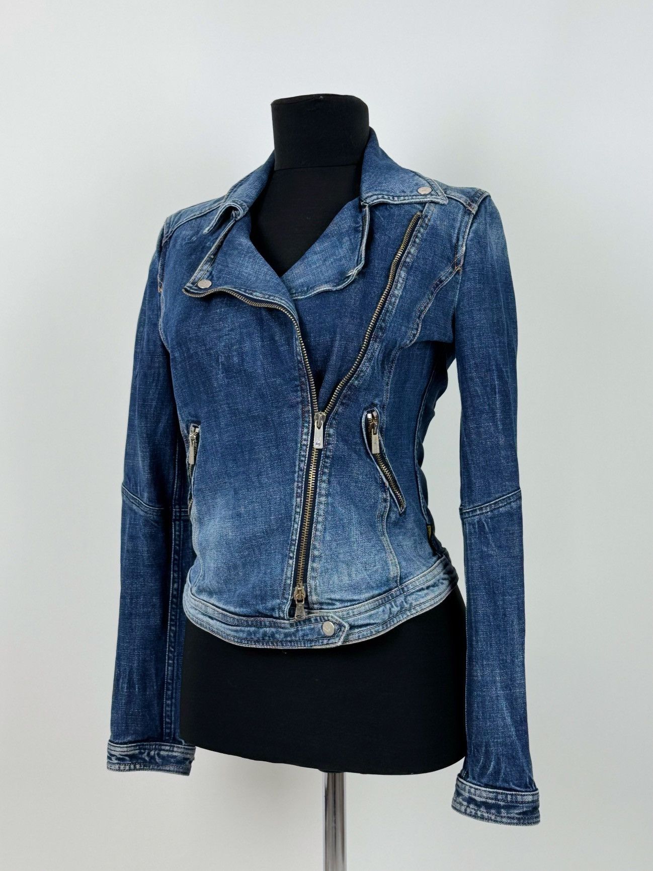 Armani Y2K Armani Jeans Denim Biker Jacket Size S / US 4 / IT 40 - 1 Thumbnail