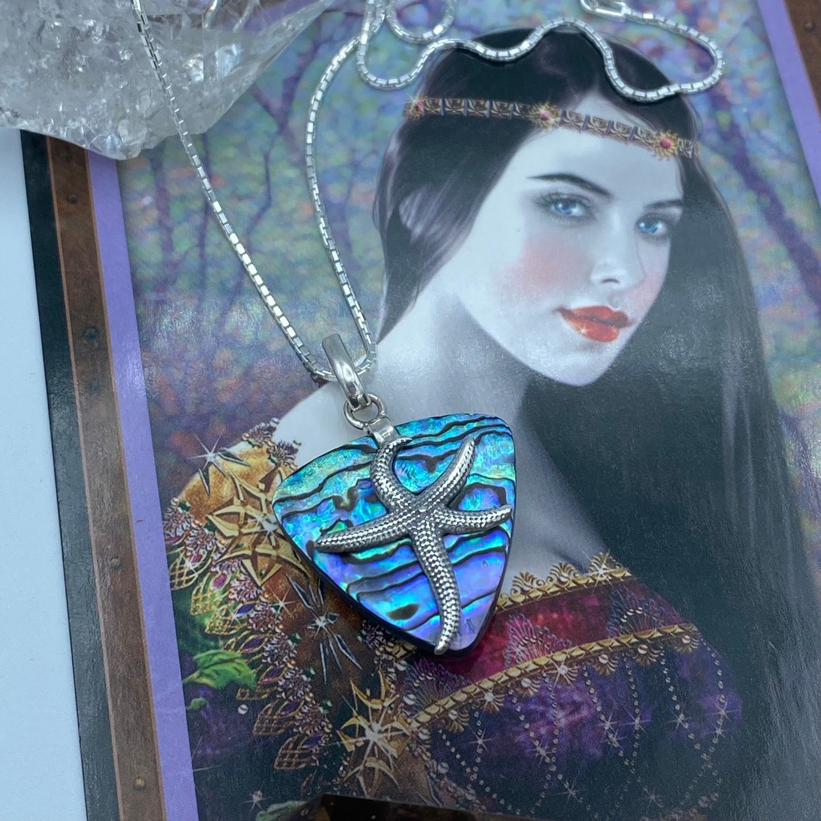 The Unbranded Brand Starfish Sterling Silver Mermaid Abalone Silver Necklace Size ONE SIZE - 1 Thumbnail