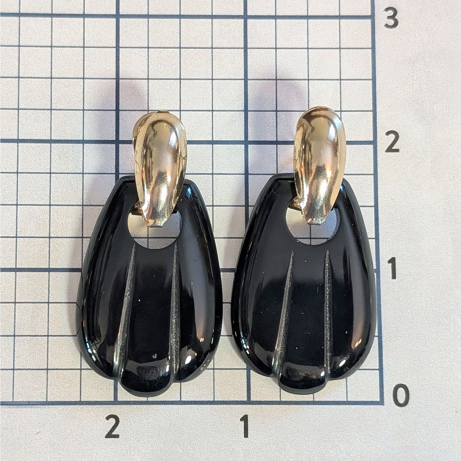 Other Bold Retro VTG 1980s Gold-Tone & Black Door-Knocker Earrings Size ONE SIZE - 6 Thumbnail