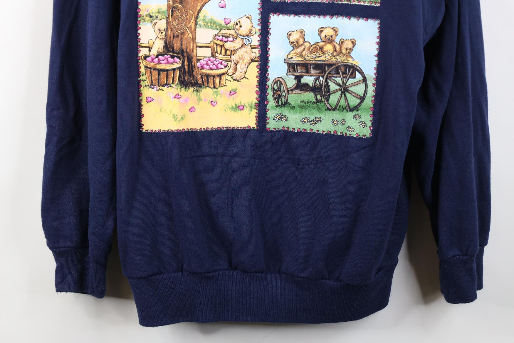 Vintage Vintage 90s Streetwear Bear Turtleneck Sweatshirt Navy Blue Size M / US 6-8 / IT 42-44 - 3 Thumbnail