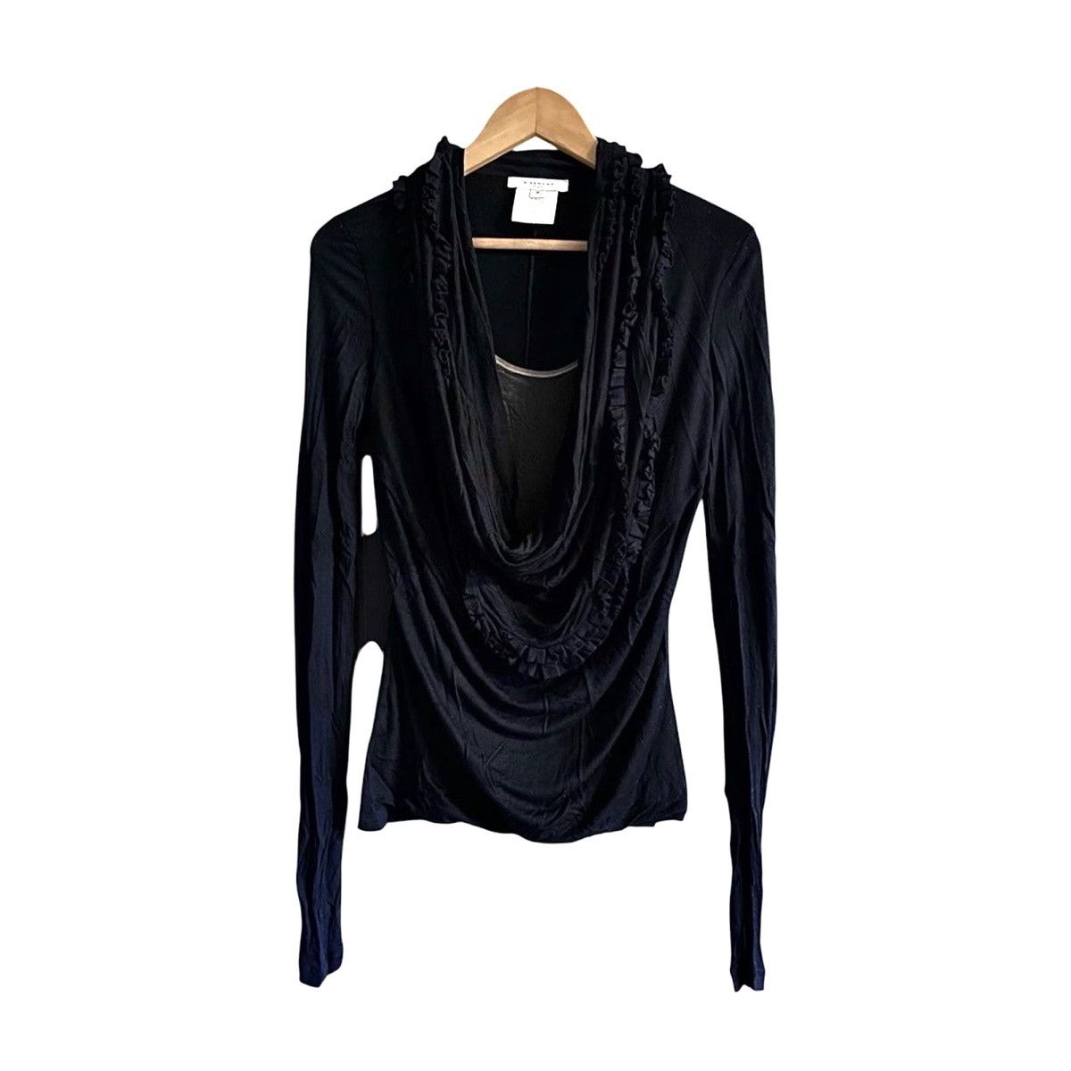 Givenchy Women's Givenchy Deep Neckline Ruffle Trim Longsleeve Blouse Size M / US 6-8 / IT 42-44 - 1 Thumbnail