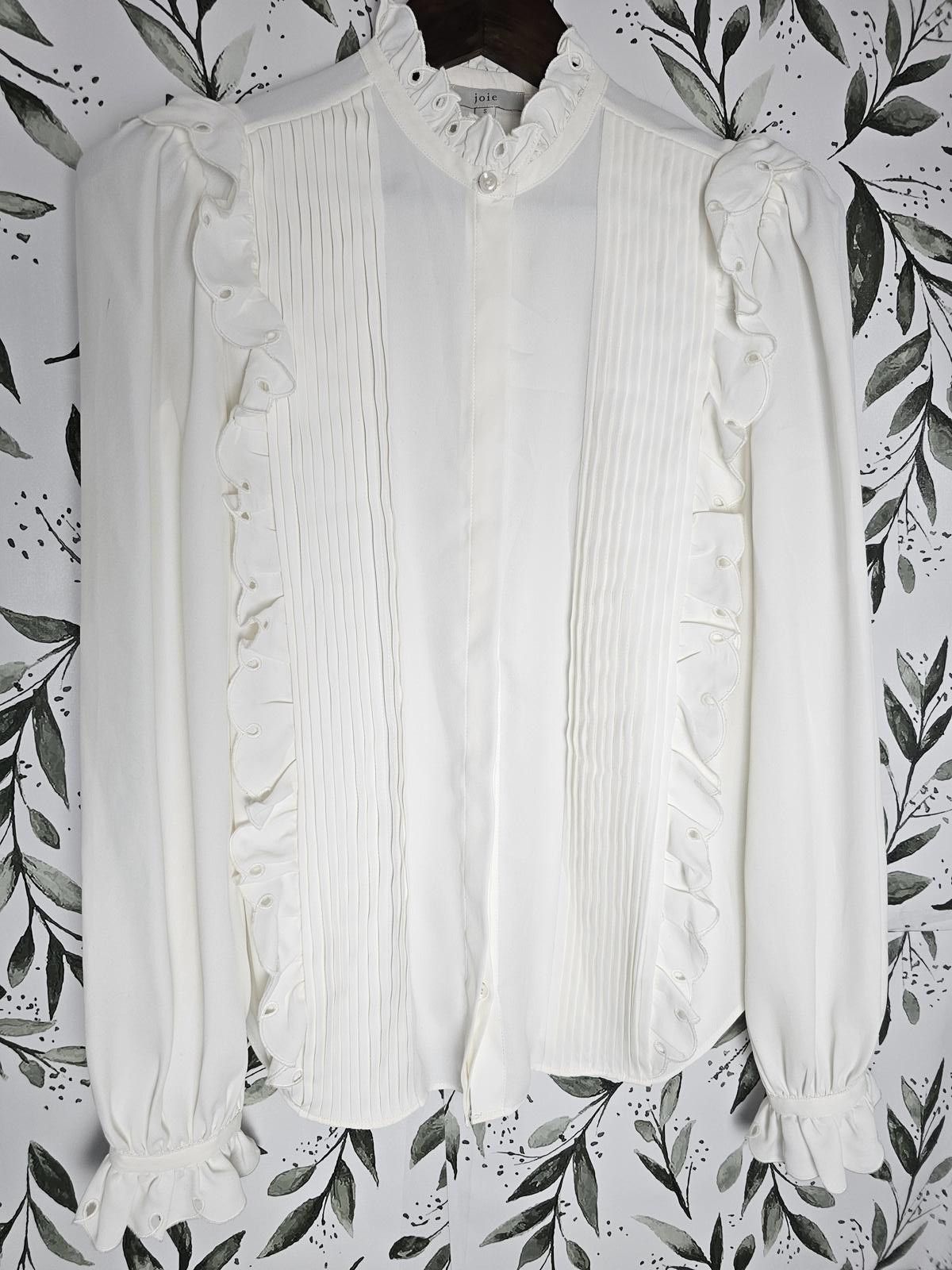 Jones New York Joie Blouse White Womens Size S Polyester Ruffled Size S / US 4 / IT 40 - 1 Thumbnail