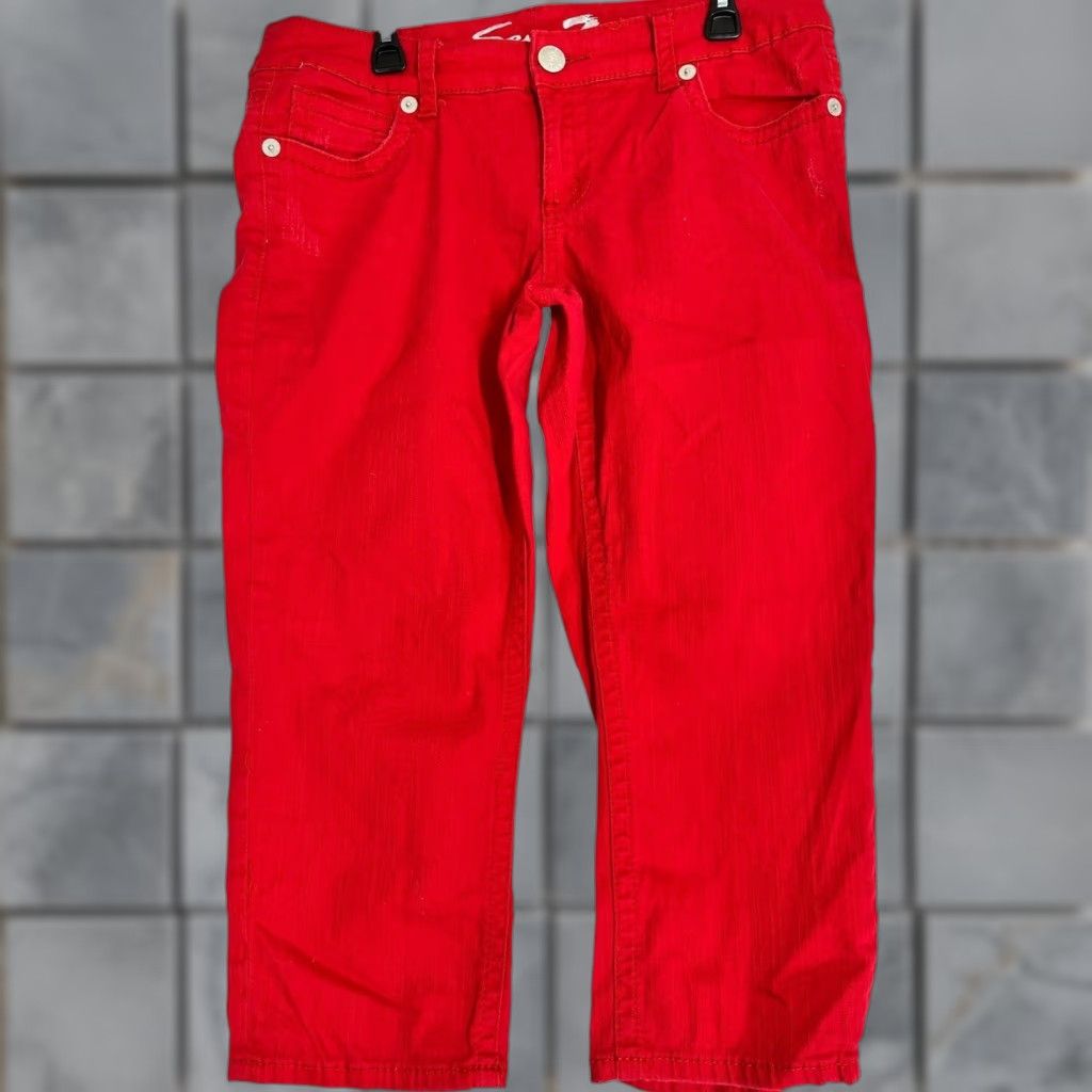 Vintage VINTAGE Seven7 Luxe Cropped Jeans Women 16 Red Pants Cotton Blend PILLING INSEAM 21in 5-Pocket Regular Rise Mid Jeans Womens Size 38" / US 16 / IT 52 - 1 Thumbnail