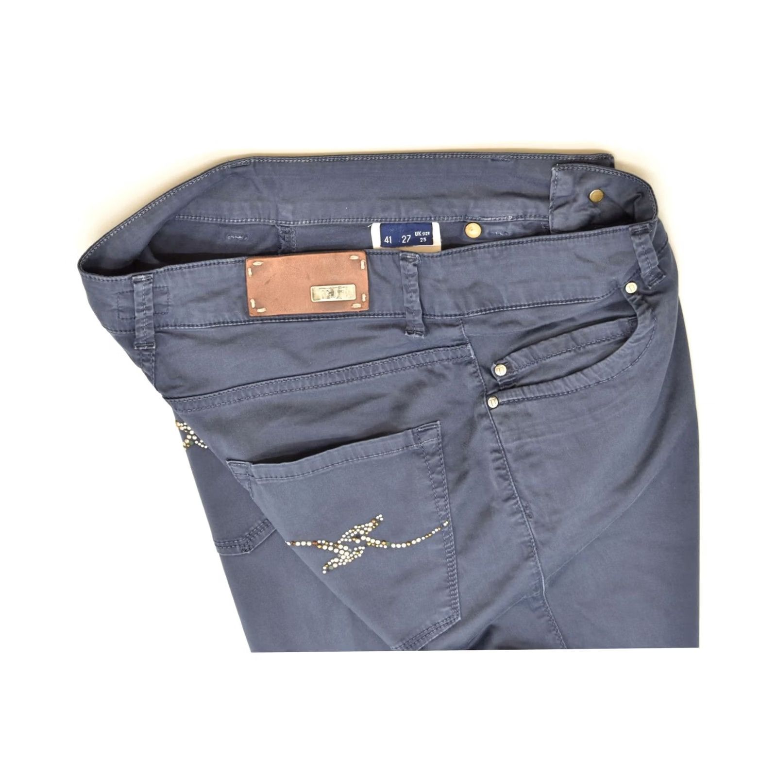 Trussardi TRUSSARDI Womens Slim Casual Trousers Blue Cotton W25 L30 Size 42" / US 20 - 3 Thumbnail