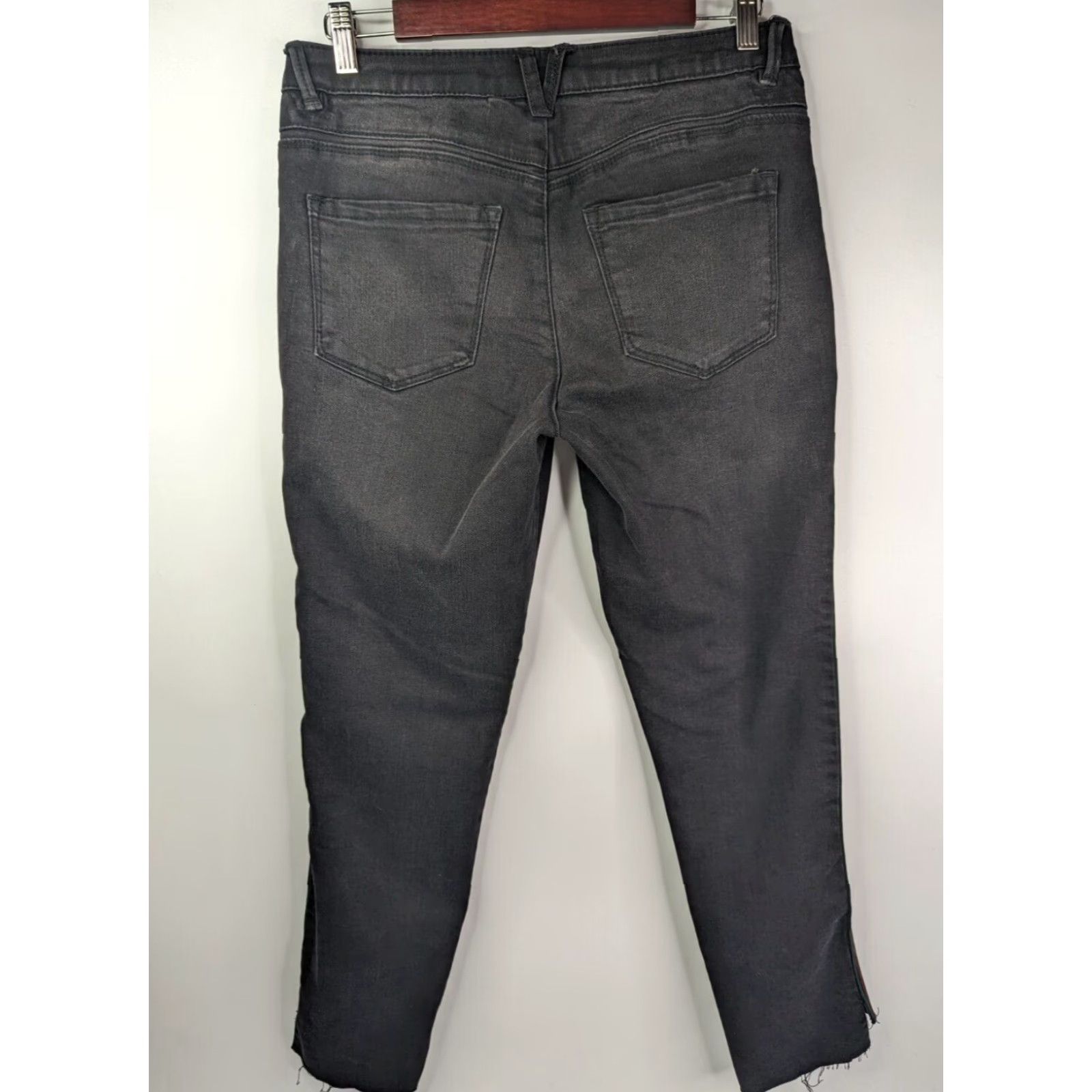 Vintage Democracy Jeans Women's Size 6 Raw Hem Ankle Black Side Stripe Lace Size 28" / US 6 / IT 42 - 4 Thumbnail