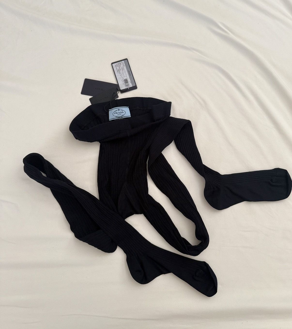 Prada Prada Midnight Navy Ribbed Knitted Pantyhose In size I(S) Size ONE SIZE - 1 Thumbnail