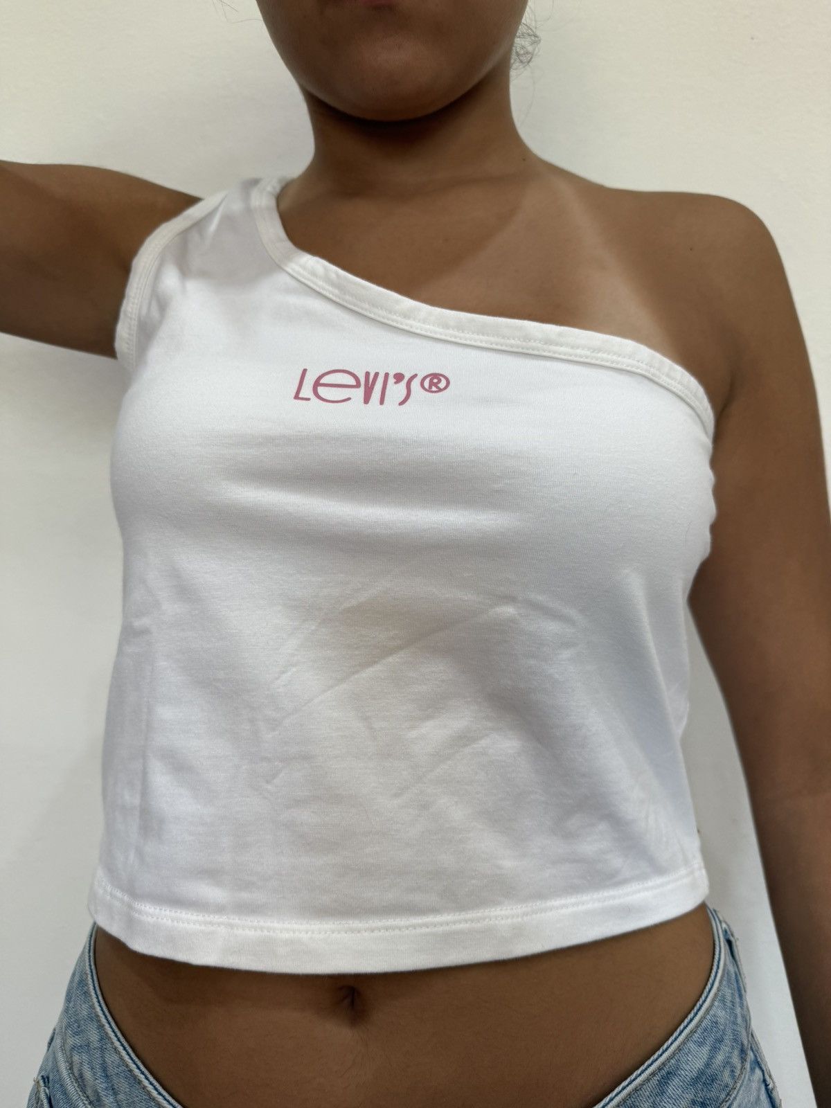 Levi's Levi’s® White Asymmetric One-Shoulder Crop Top – SizeM – Y2K Size L / US 10 / IT 46 - 1 Thumbnail