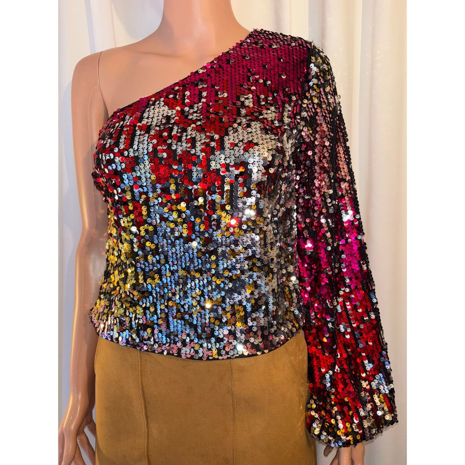 Shein SHEIN One Shoulder Colorful Top Size Medium Size M / US 6-8 / IT 42-44 - 4 Thumbnail