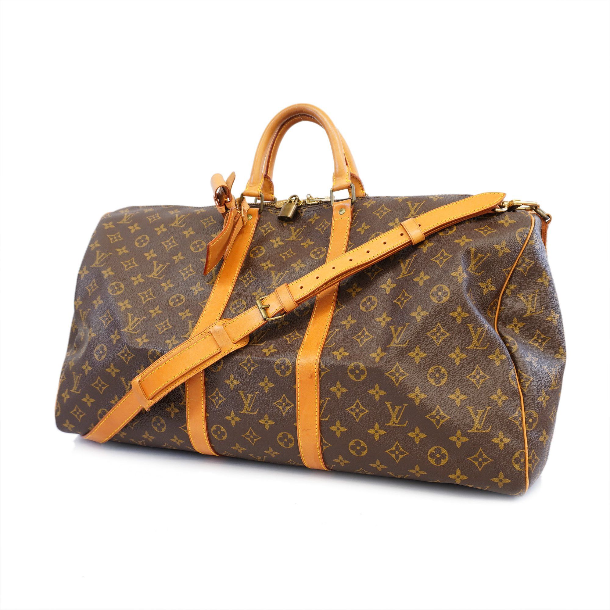 Louis Vuitton 55 Keepall Bandouliere Monogram M41414 Boston Bag Brown 2WAY