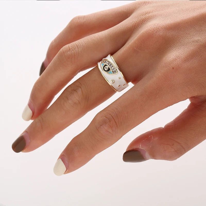 Japanese Brand × Jewelry × Vintage Creative Handmade Charming Enamel Heart Ring Eye y2k Size ONE SIZE - 5 Thumbnail