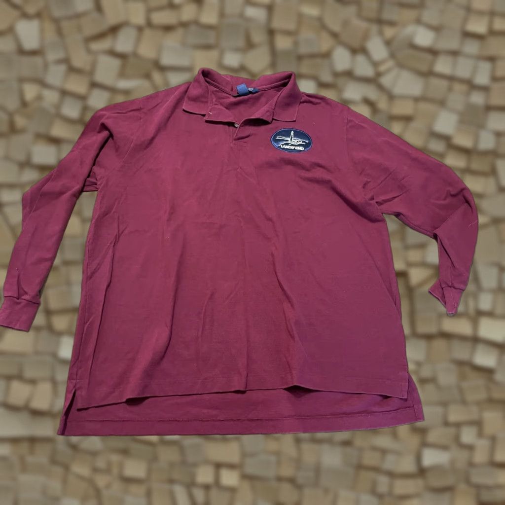 Lands' End Lands' End Shirt Mens 2XL Polo Long Sleeve Maroon Logo Size US XXL / EU 58 / 5 - 1 Thumbnail