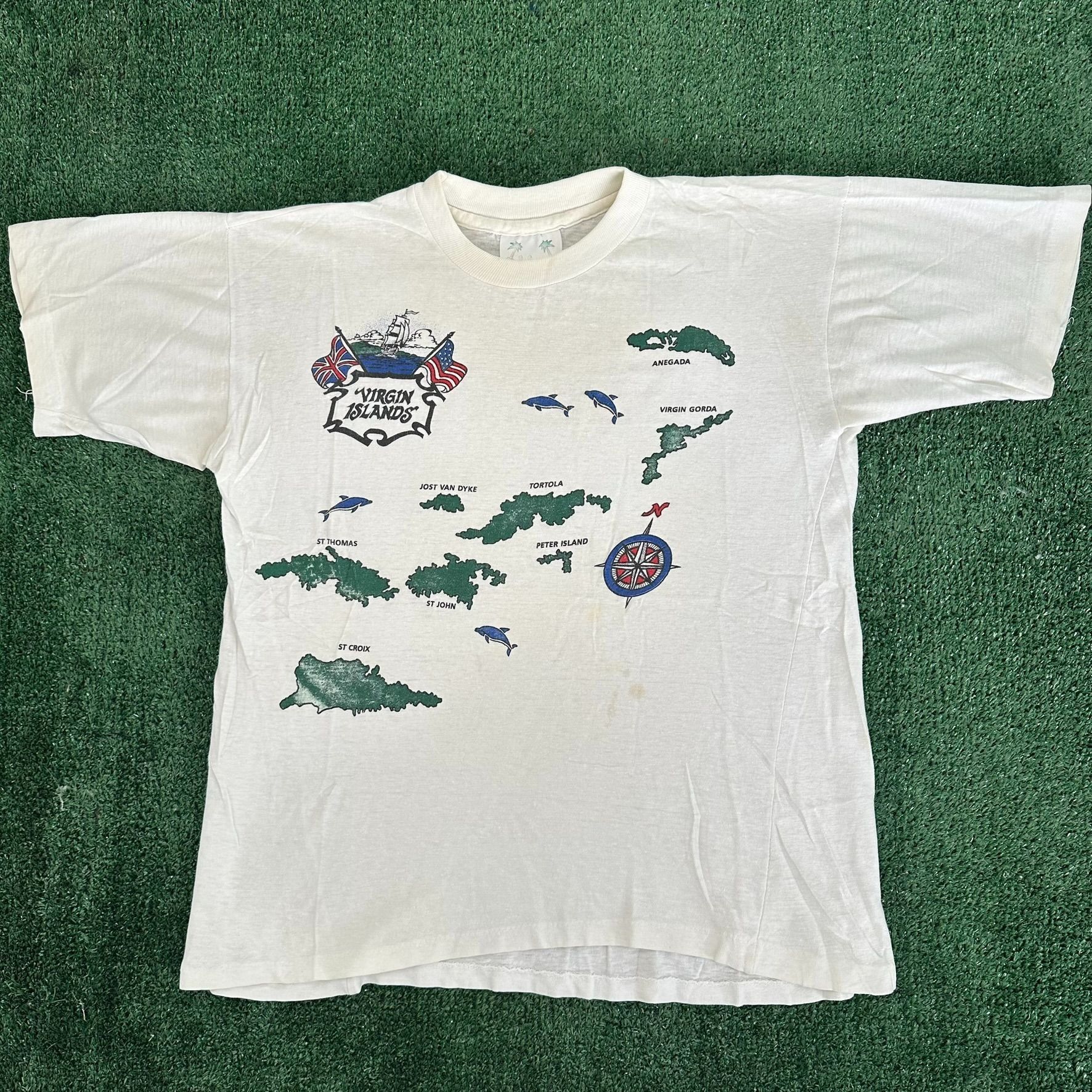Vintage Vintage 80s Virgin Islands T-Shirt Caribbean Map Travel Tee Size US M / EU 48-50 / 2 - 1 Thumbnail