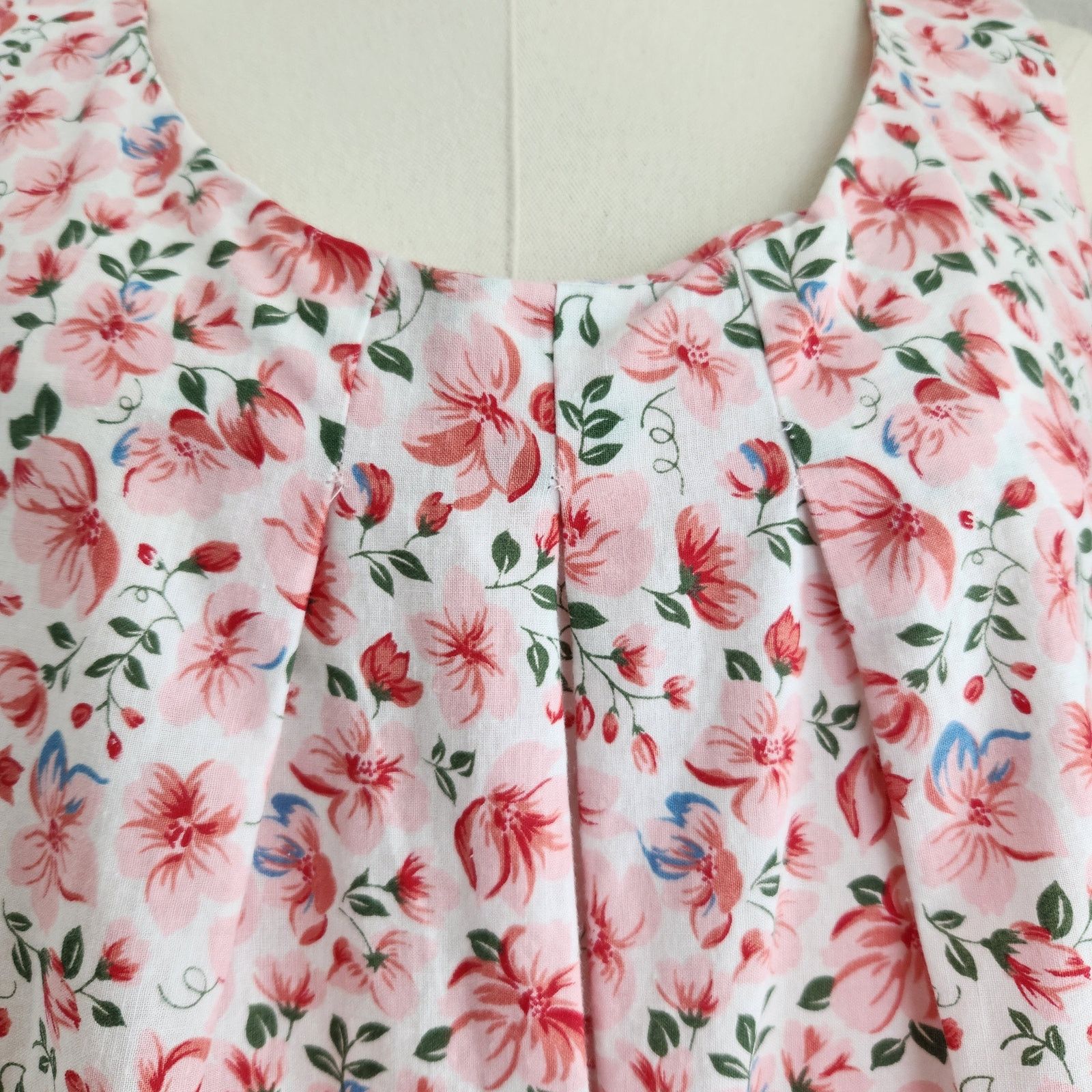 Vintage Vintage 80s Pink Floral Sleeveless Cotton Dress Pull On L Size L / US 10 / IT 46 - 5 Thumbnail