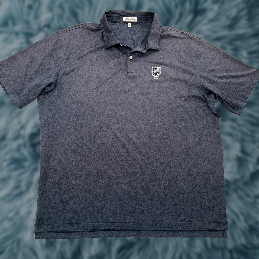 Peter Millar VINTAGE Peter Millar Shirt Adult XL Blue Polo Skulls SBCC 1926 Golf Club Crest Logo Mens Size US XL / EU 56 / 4 - 1 Thumbnail