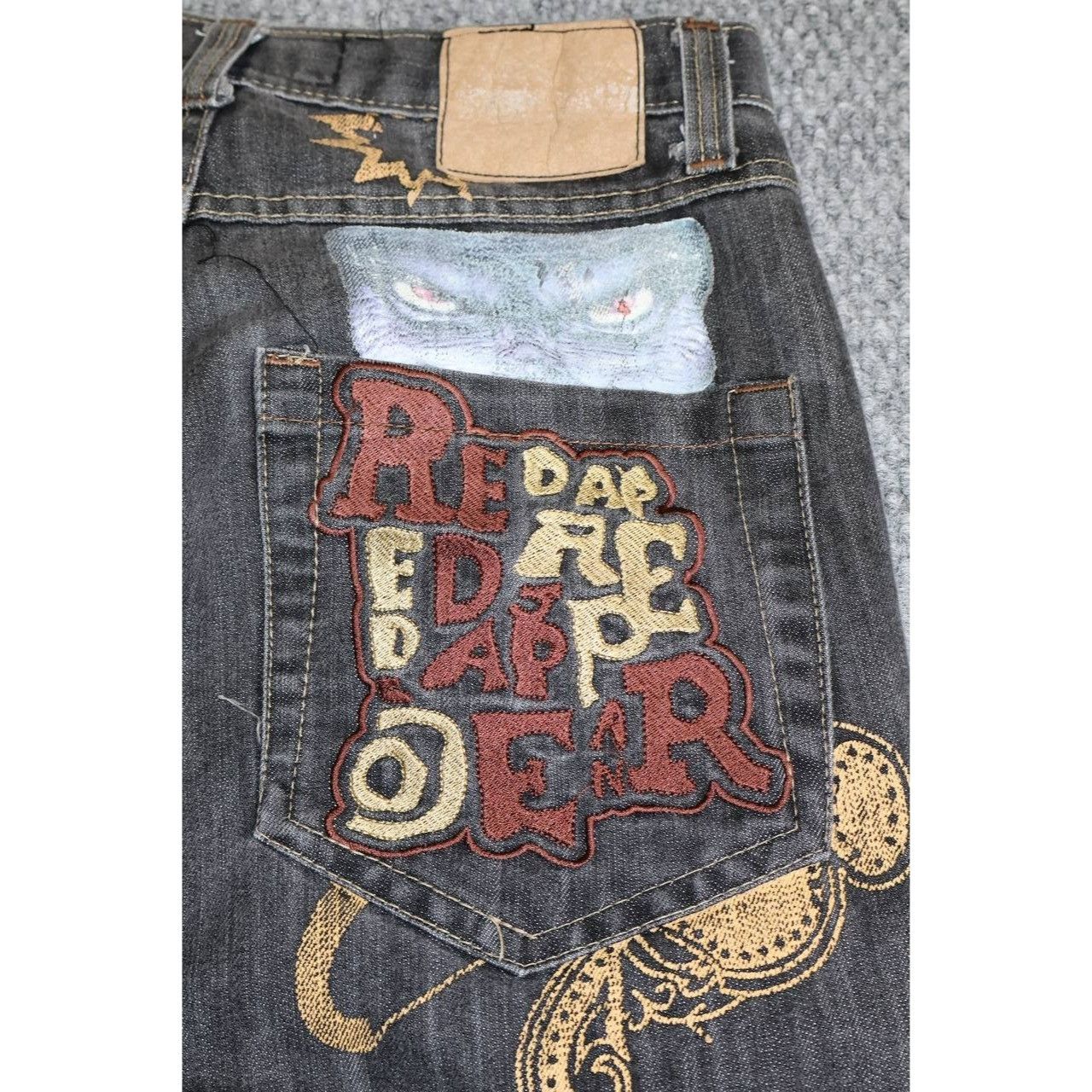 Vintage Red Ape Authentic Embroidered Wide Leg Jeans Mens 32x32 Size US 32 / EU 48 - 4 Thumbnail