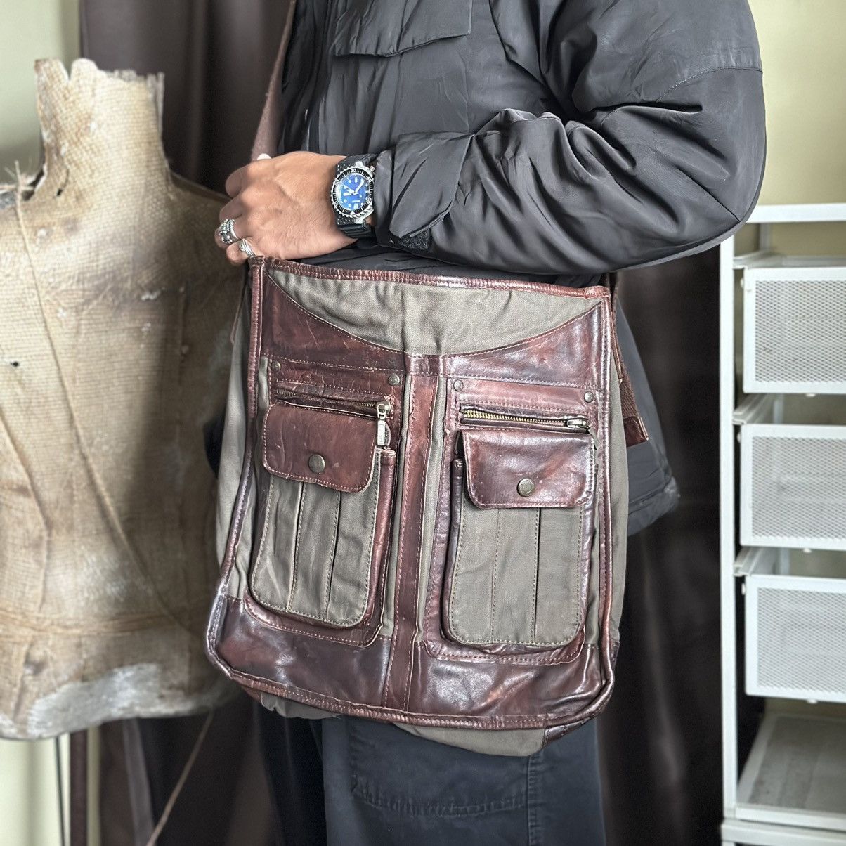 Japan Crossbody Bag in Dark Green, Men's