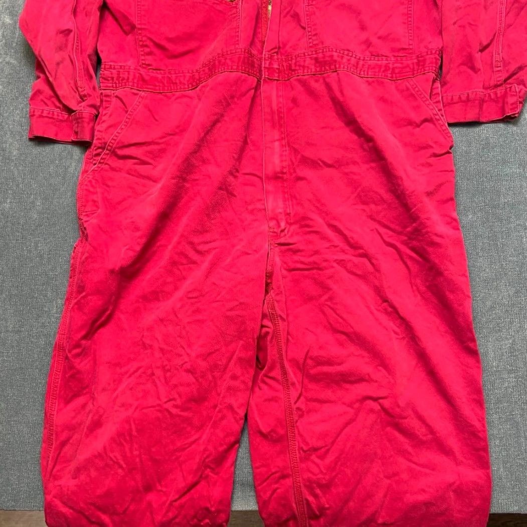 Walls Walls Coveralls Mens 54 Red Cotton Non Stretch Non Insulated Outdoor Workwear Size US 38 / EU 54 - 2 Thumbnail