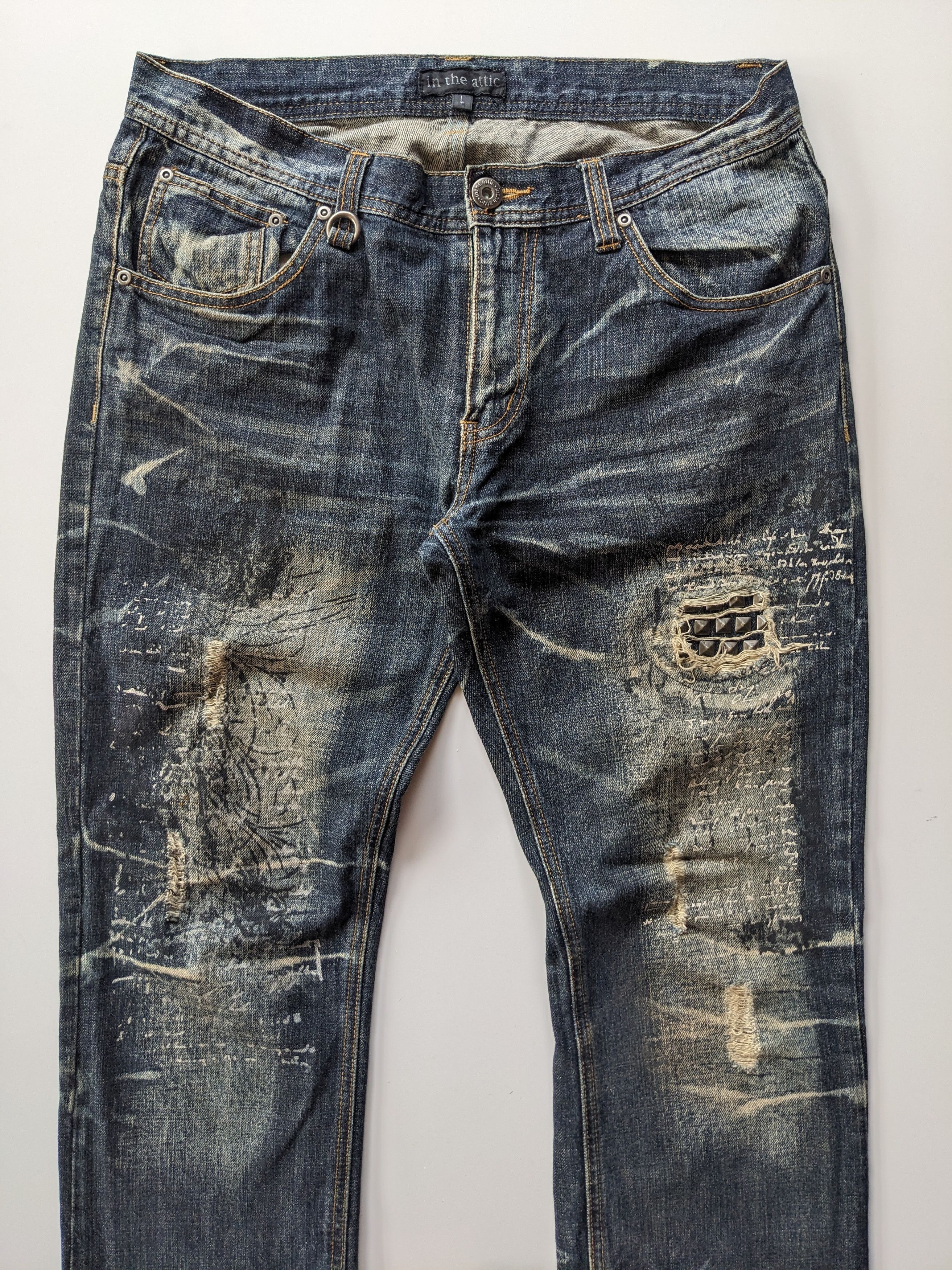Japanese Brand Exploison In The Attic clawmark distressed studded jeans Size US 32 / EU 48 - 4 Thumbnail