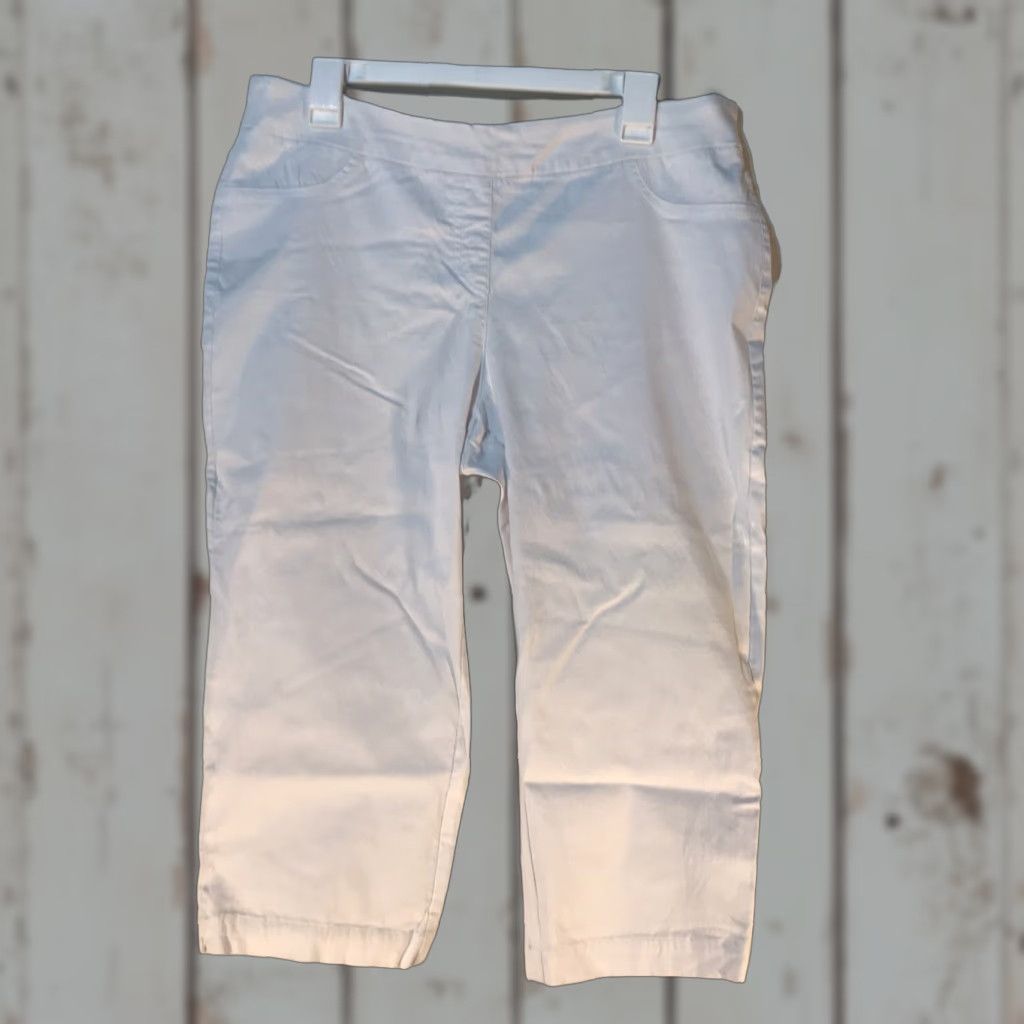Vintage VINTAGE Kim Rogers Women's Cropped Pull On Pants Size 16 White Stretchy Comfort Casual Size 38" / US 16 / IT 52 - 1 Thumbnail