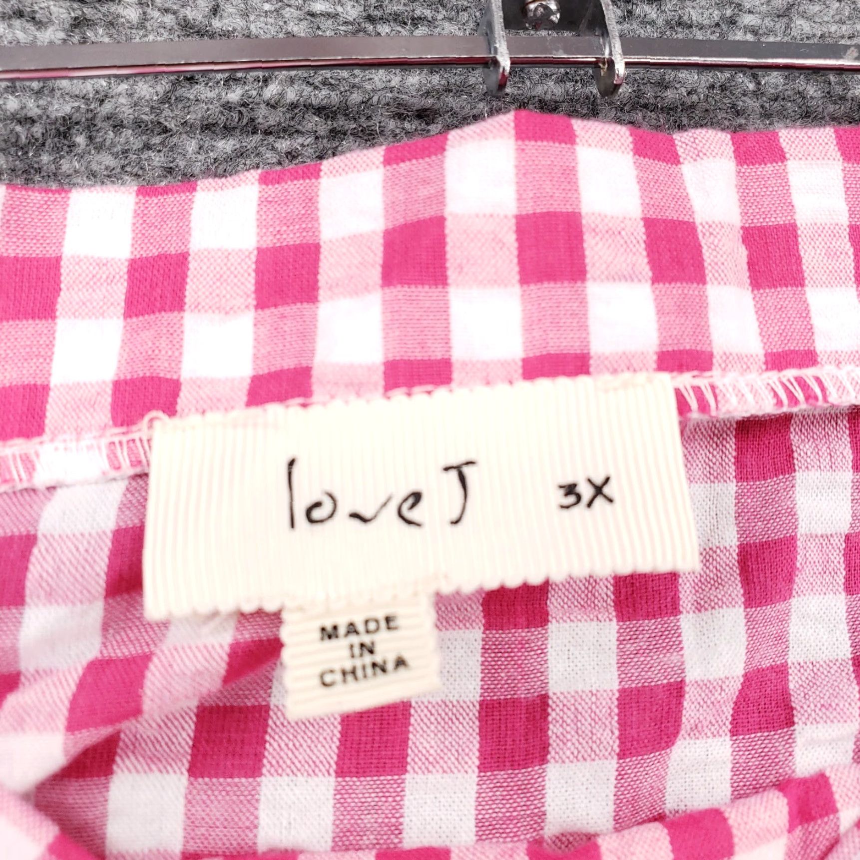 Vintage Love J Blouse Shirt Womens 3X XXXL Plus Pink Plaid Long Sleeve Shirt Blouse Size XXL / US 16-18 / IT 52-54 - 6 Thumbnail