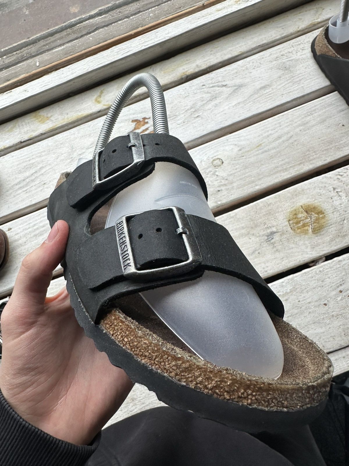 Birkenstock 🚨 VNTG Birkenstock 38 black unisex Luxe Sandals rare slides Size US 8 / IT 38 - 5 Thumbnail