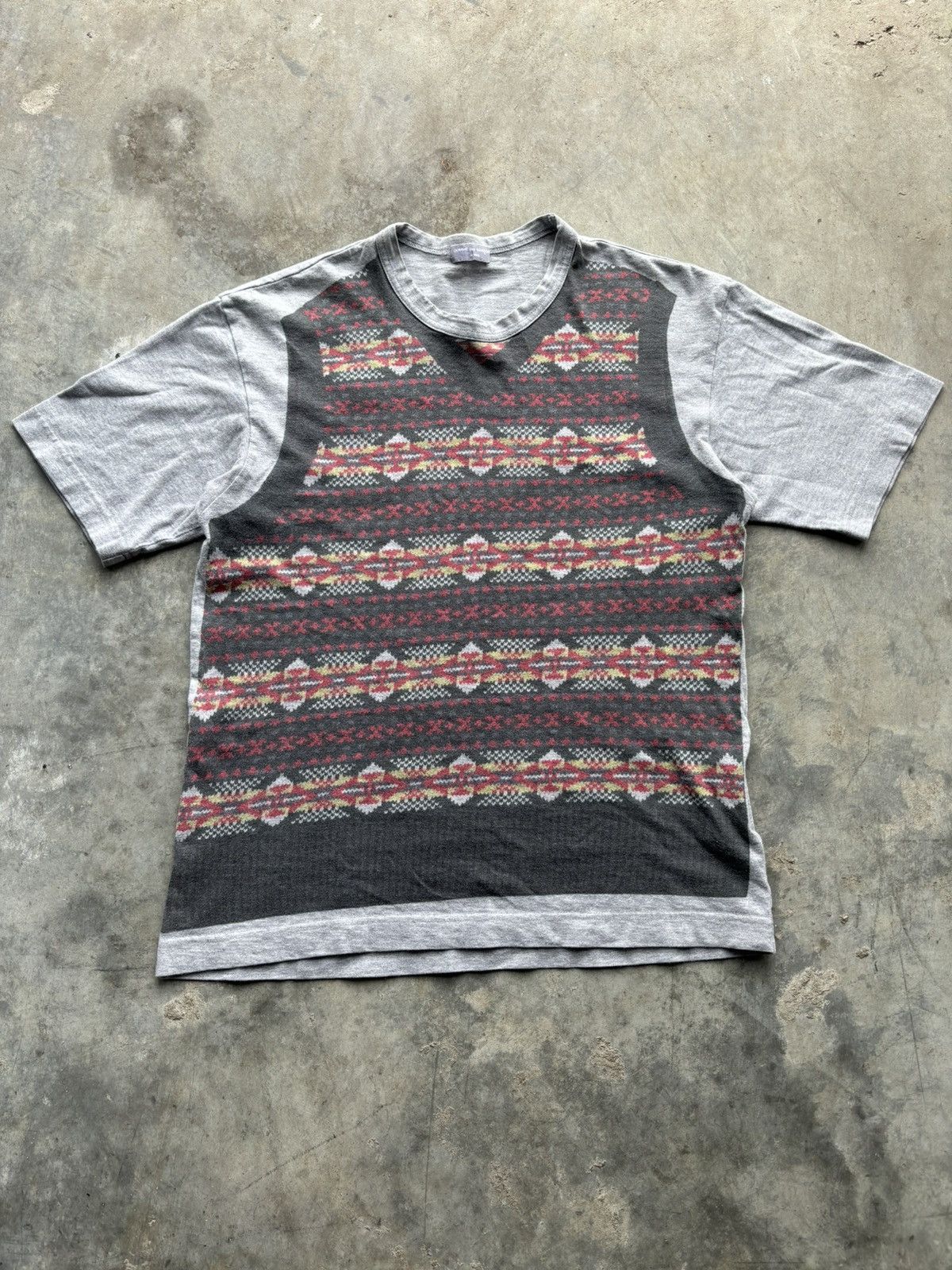 image of Archival Clothing x Comme Des Garcons Ad01 Aztec Vest Shirt in Grey, Men's (Size Small)