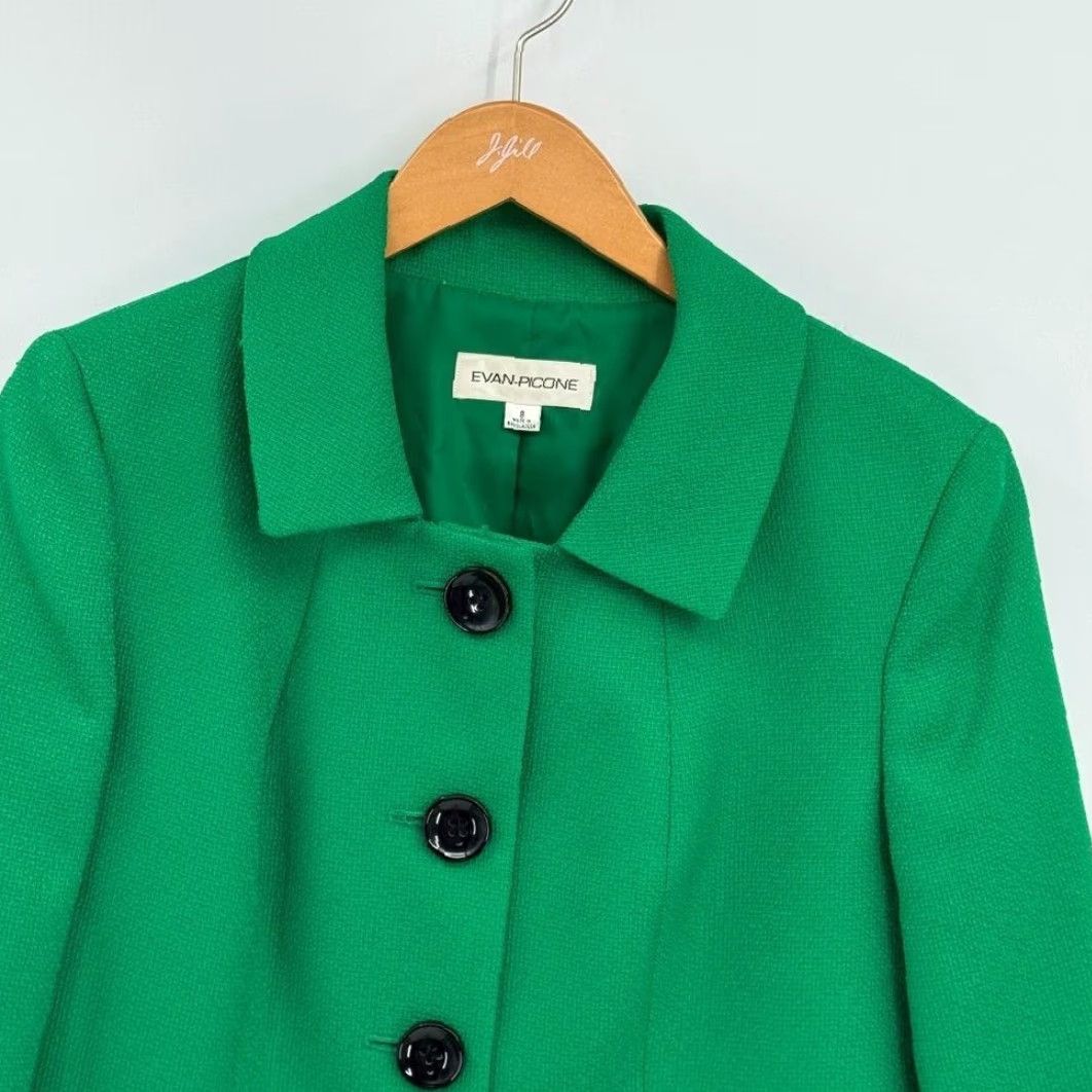 Evan Picone VINTAGE Evan Picone Blazer Womens Size 8 Kelly Green Button Up Career Contrast Button Size M / US 6-8 / IT 42-44 - 3 Thumbnail