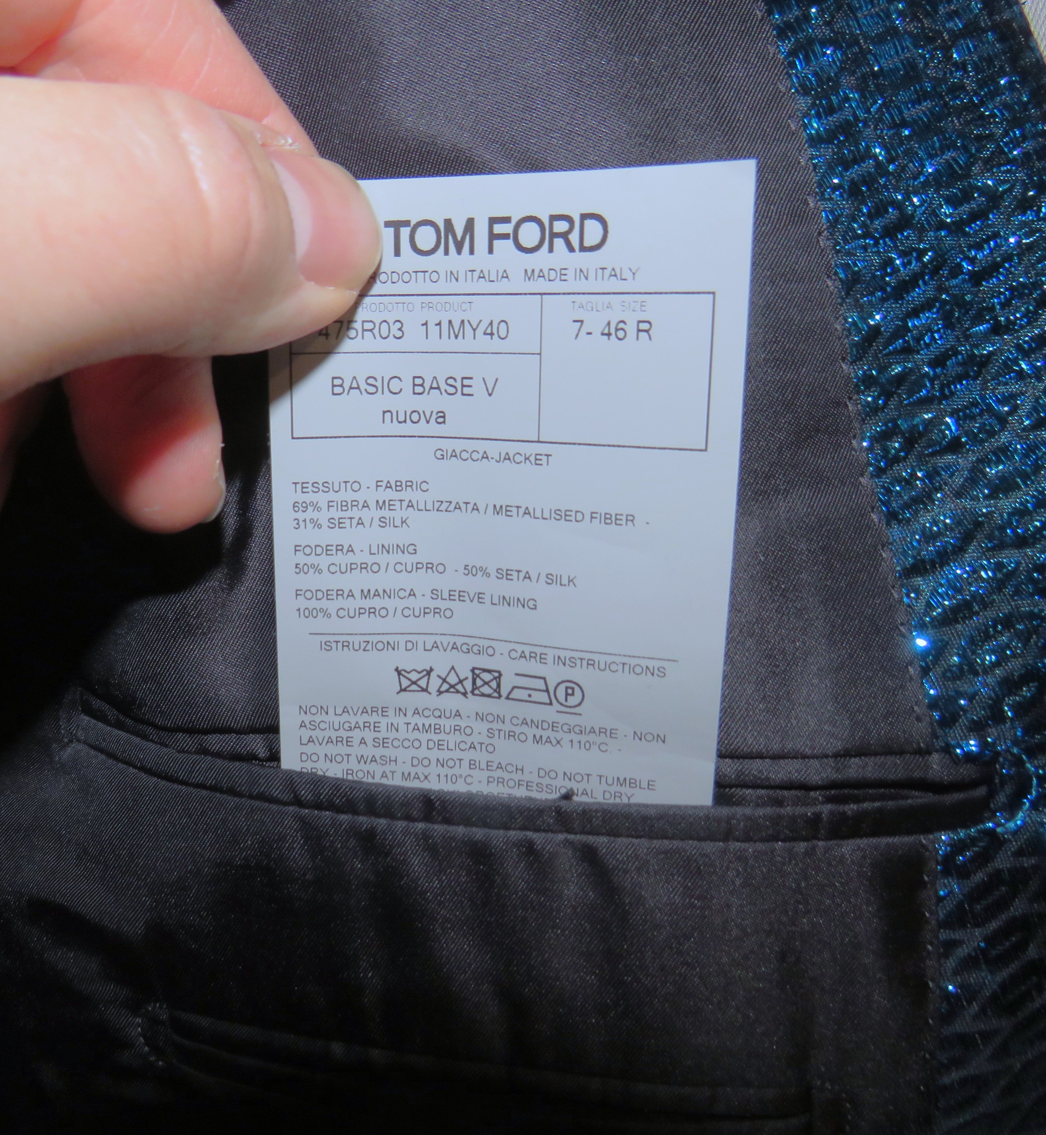 Tom Ford Base V Turquoise Sequined One Button Dinner Jacket 36R NWT Size 36R - 14 Thumbnail