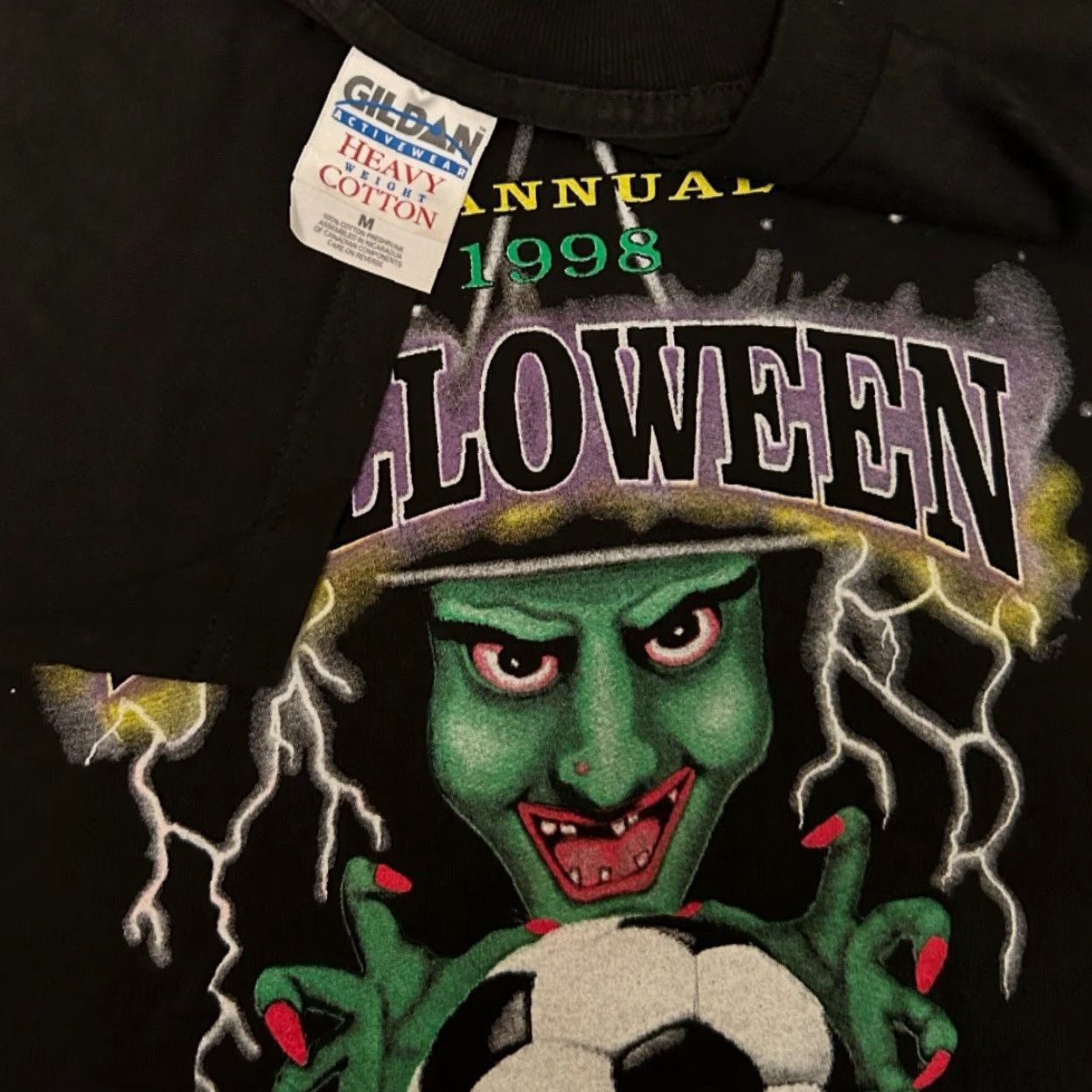 Vintage VINTAGE 90s Halloween Soccer Witch Lightning Graphic 1998 Largo VTG Shirt Mens M Size US M / EU 48-50 / 2 - 2 Thumbnail