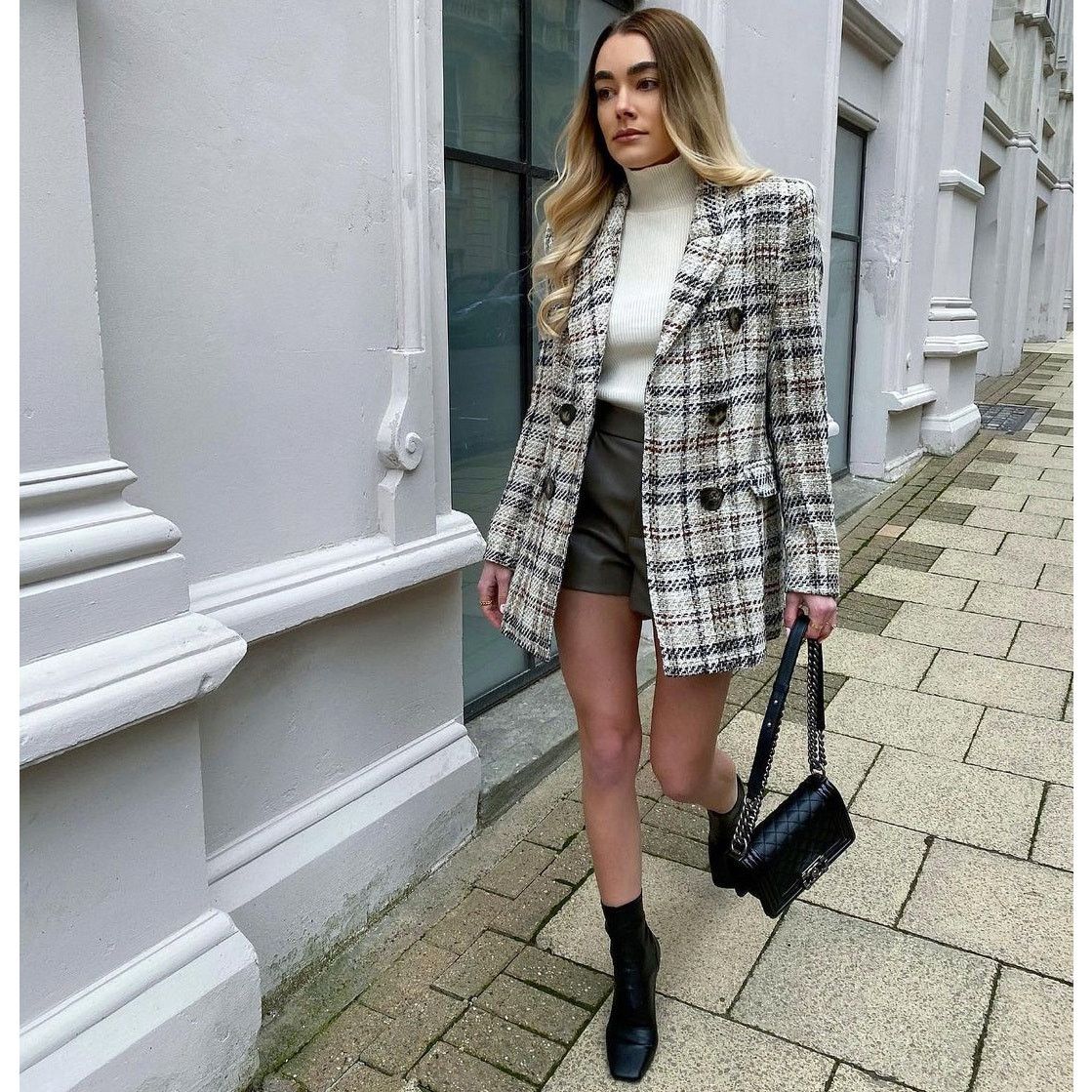 Zara ZARA Wool-Blend Double Breasted Plaid Blazer NWT Size L / US 10 / IT 46 - 18 Thumbnail