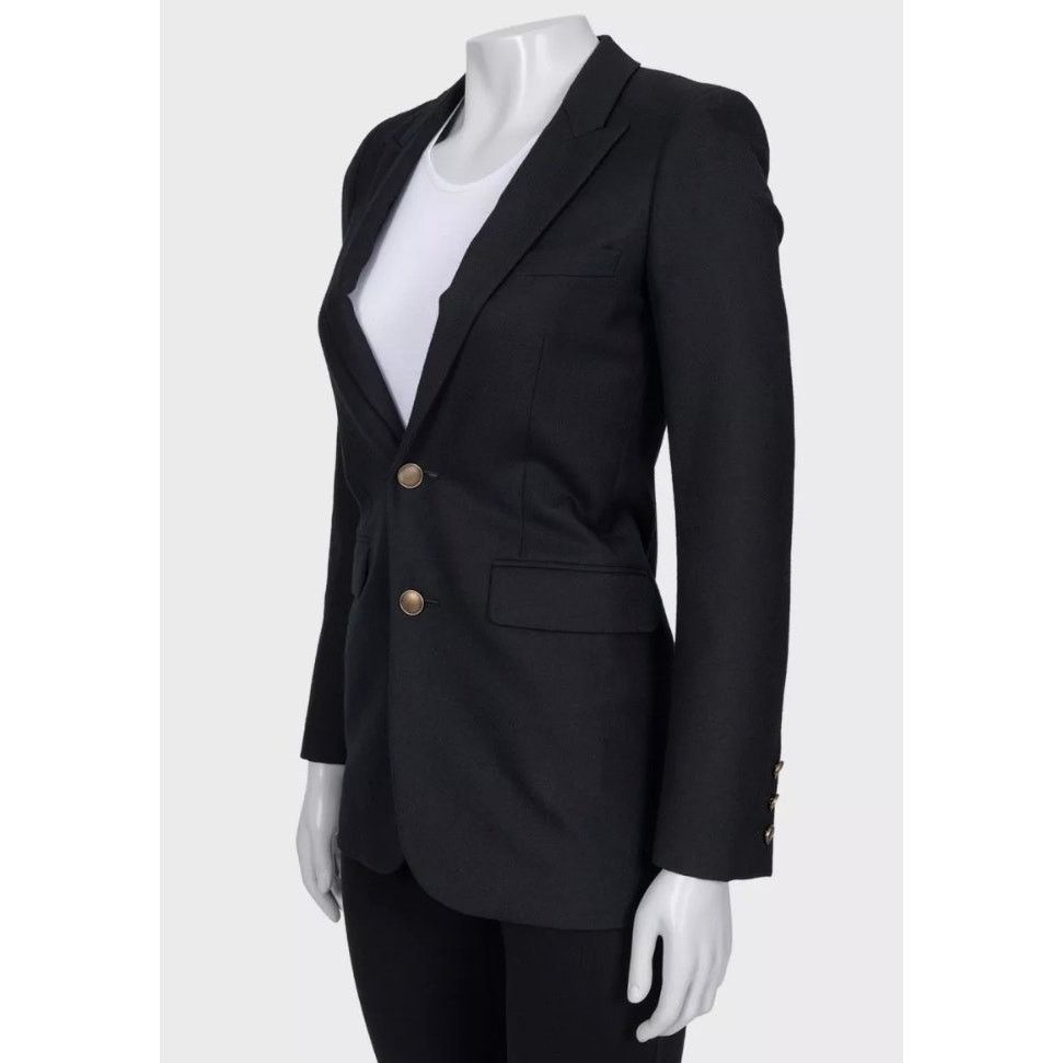 Saint Laurent Paris Chic Saint Laurent Black Wool Jacket - FR34/XS Size XS / US 0-2 / IT 36-38 - 2 Thumbnail