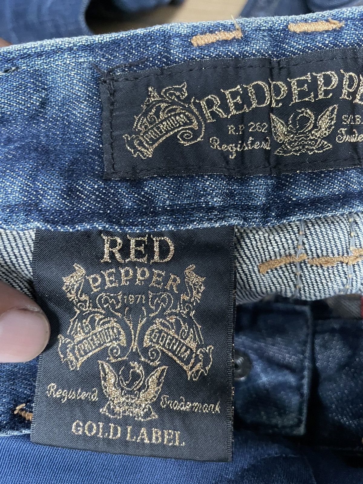 If Six Was Nine × Japanese Brand Vintage Y2K Red Pepper Gold Label Flare Low Rise Denim Jeans Size US 30 / EU 46 - 16 Thumbnail