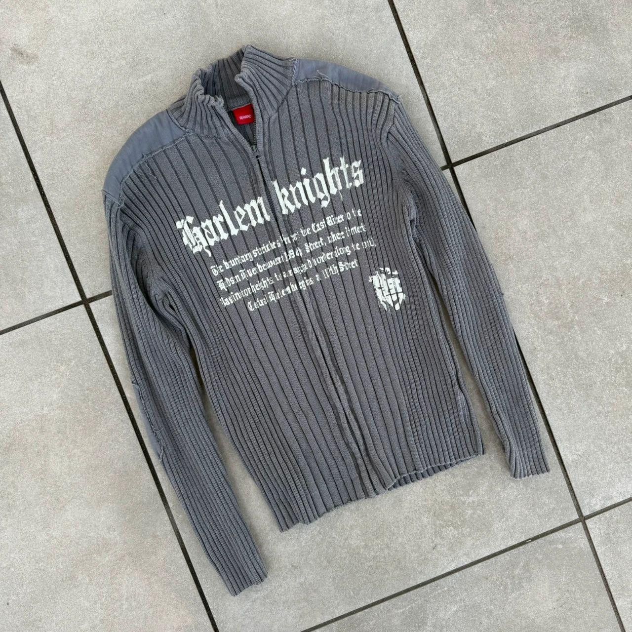 Vintage 90s Opium Zip Up Jumper Grey Printed