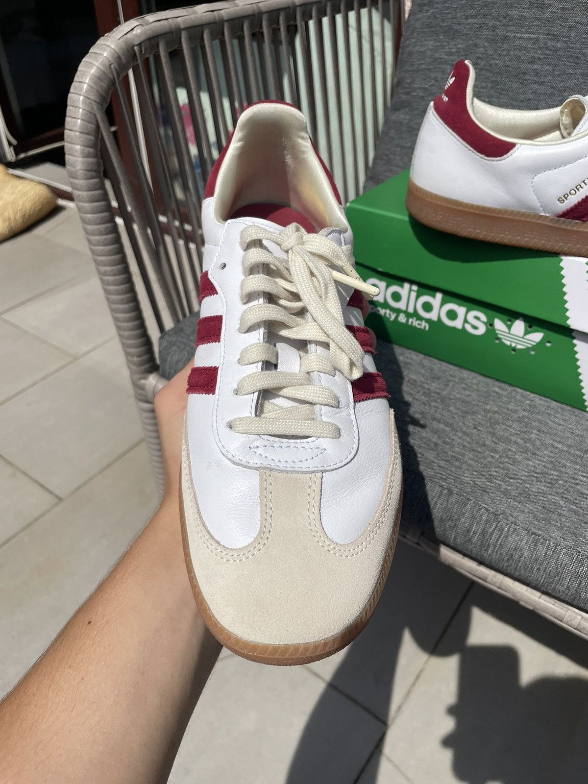 Adidas × Sporty & Rich Vintage Retro Old Money Adidas Samba Burgundy Size US 11 / EU 44 - 12 Thumbnail