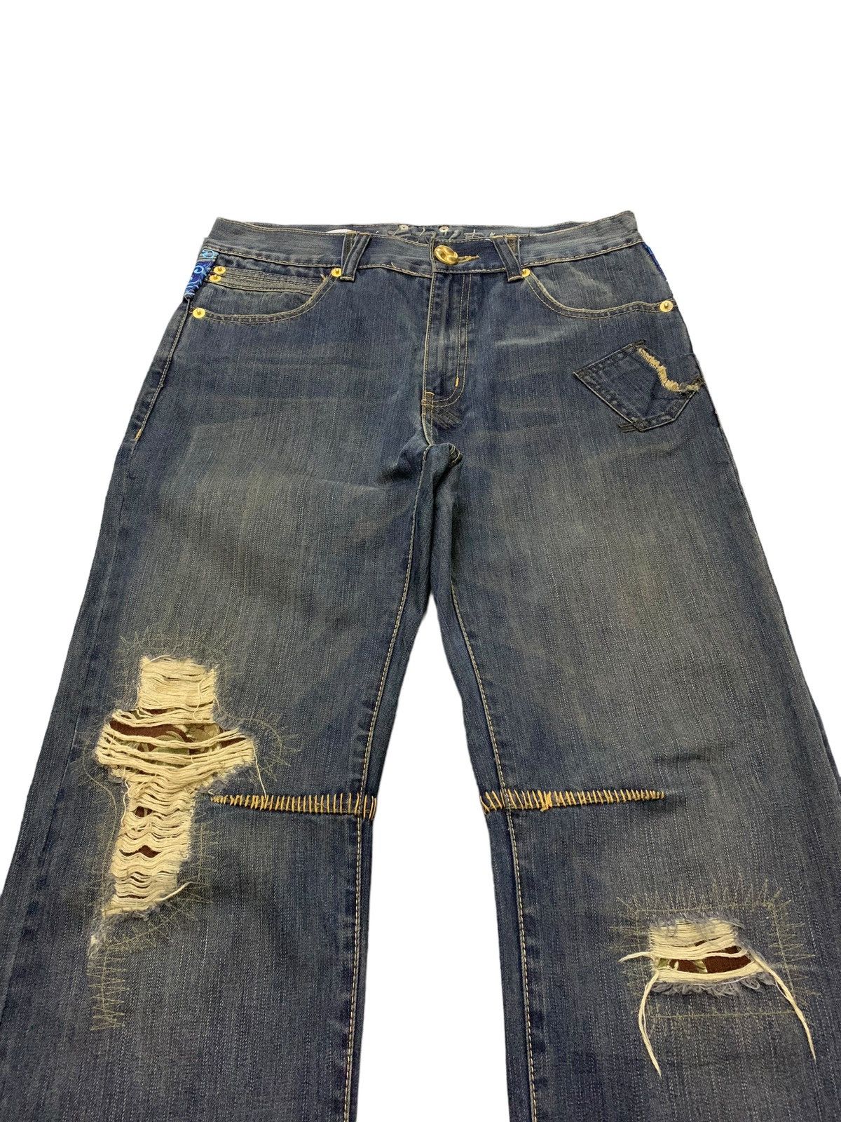 Japanese Brand × Kapital Osaka Big Train Japan Distressed Loose Crafted Jeans Size US 32 / EU 48 - 8 Thumbnail