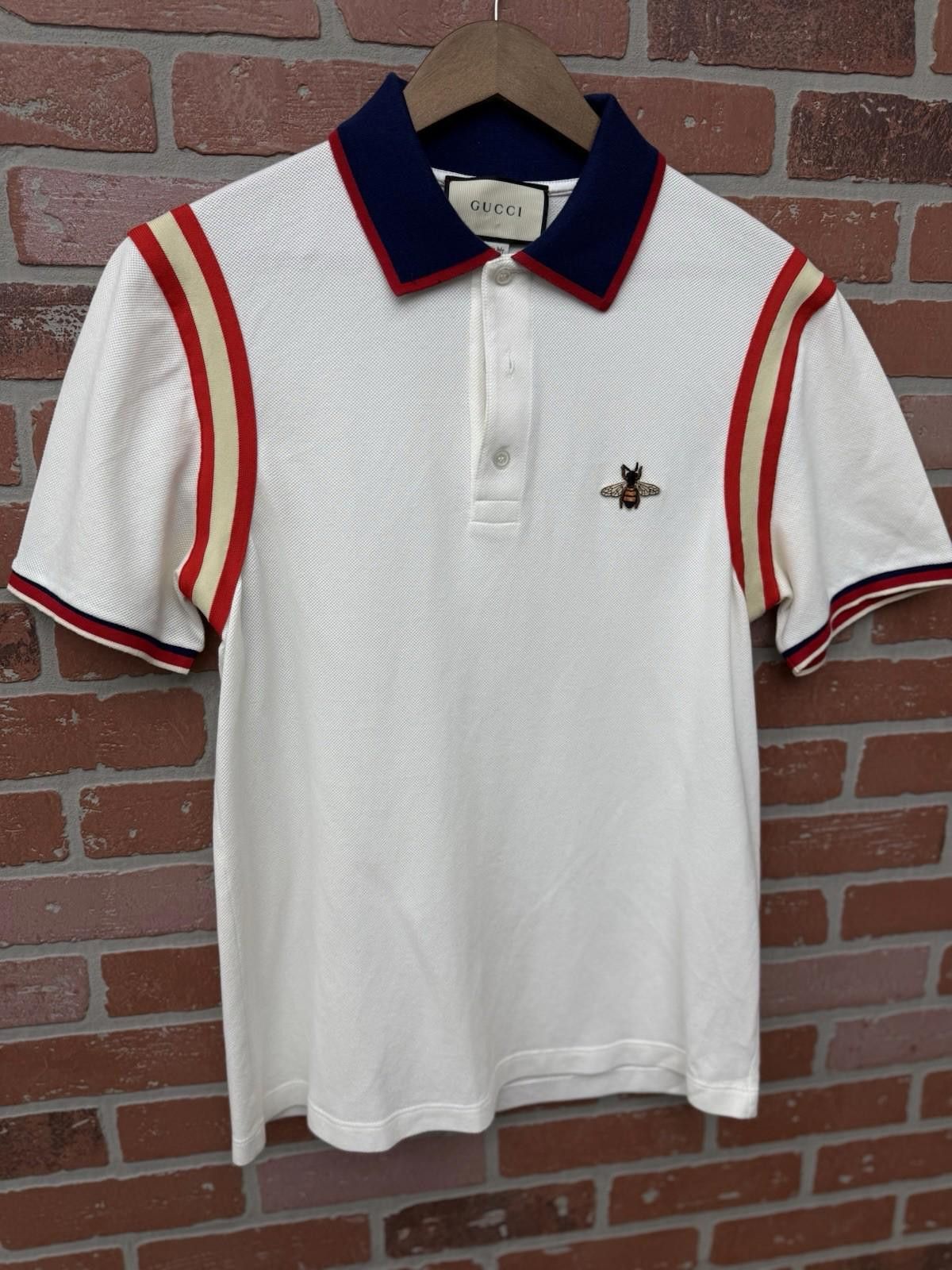 Gucci Polo T Shirt White/Red/Blue Size XL $850 Authentic