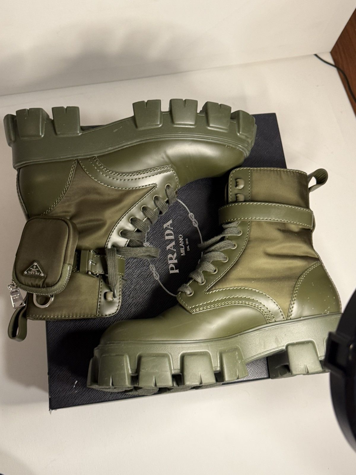 Prada Prada Monolith Combat Boot Olive Green Men’s US 10.5 w/Pouch Size US 10.5 / EU 43-44 - 4 Thumbnail