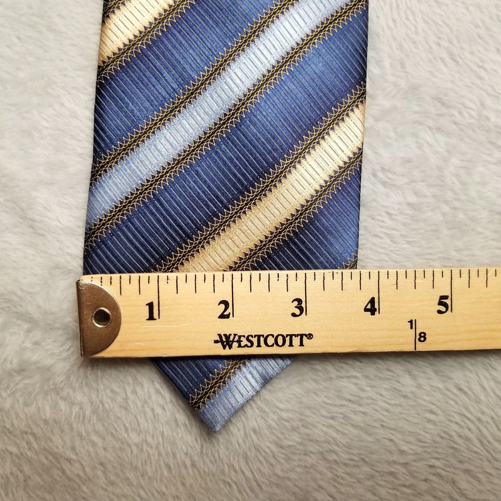 Vintage Adolfo Tie Mens Blue Striped 100% Silk Classic 60" Tie Mens One Size Blue Striped Silk Classic Adolfo Tie Mens Size ONE SIZE - 7 Thumbnail