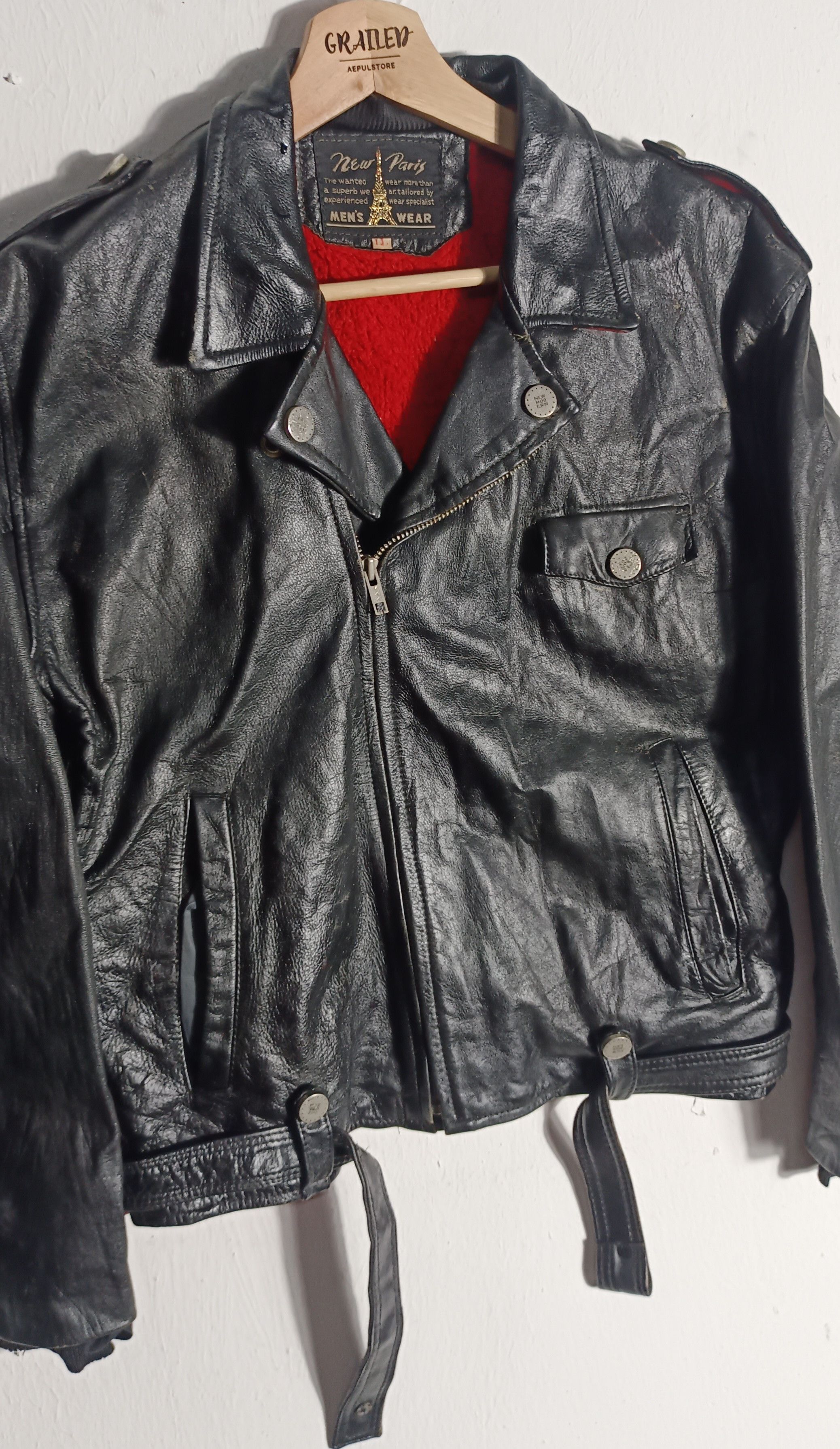 If Six Was Nine Vtg 1980s💥New Paris Bikers Leather Jacket Size US M / EU 48-50 / 2 - 6 Thumbnail