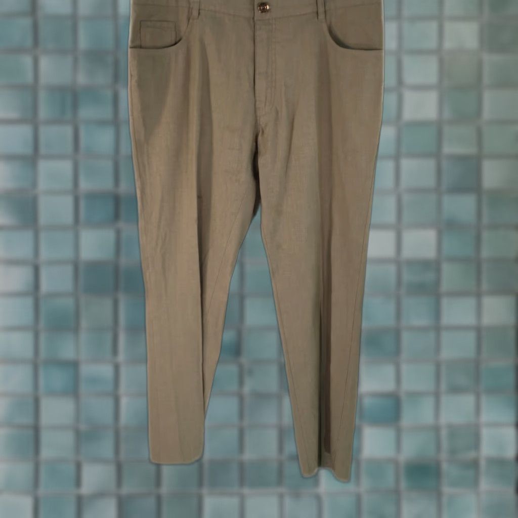 Kenzo Enzo Denim Mens Flat Front Casual Straight Leg Khaki Beige Dress Pants Size 36 Size US 38 / EU 54 - 1 Thumbnail