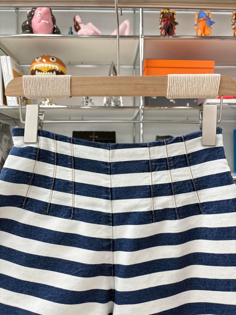 Prada Prada High-waisted blue and white striped triangle shorts Size 24" / US 00 / IT 34 - 3 Thumbnail