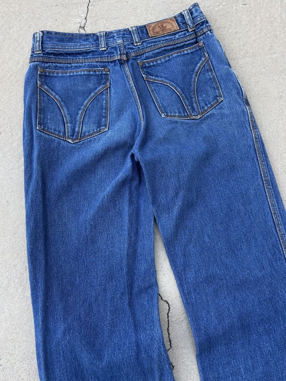 Vintage 1970s Dark Wash Cowboy Flare Jeans Size US 28 / EU 44 - 8 Thumbnail