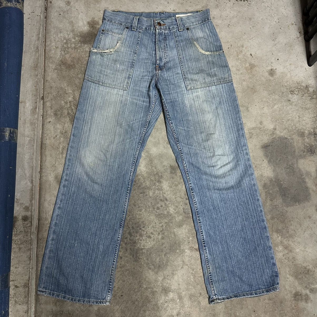 Other Vintage Baggy Distressed Blue Stripe Denim Jeans Size US 34 / EU 50 - 1 Thumbnail