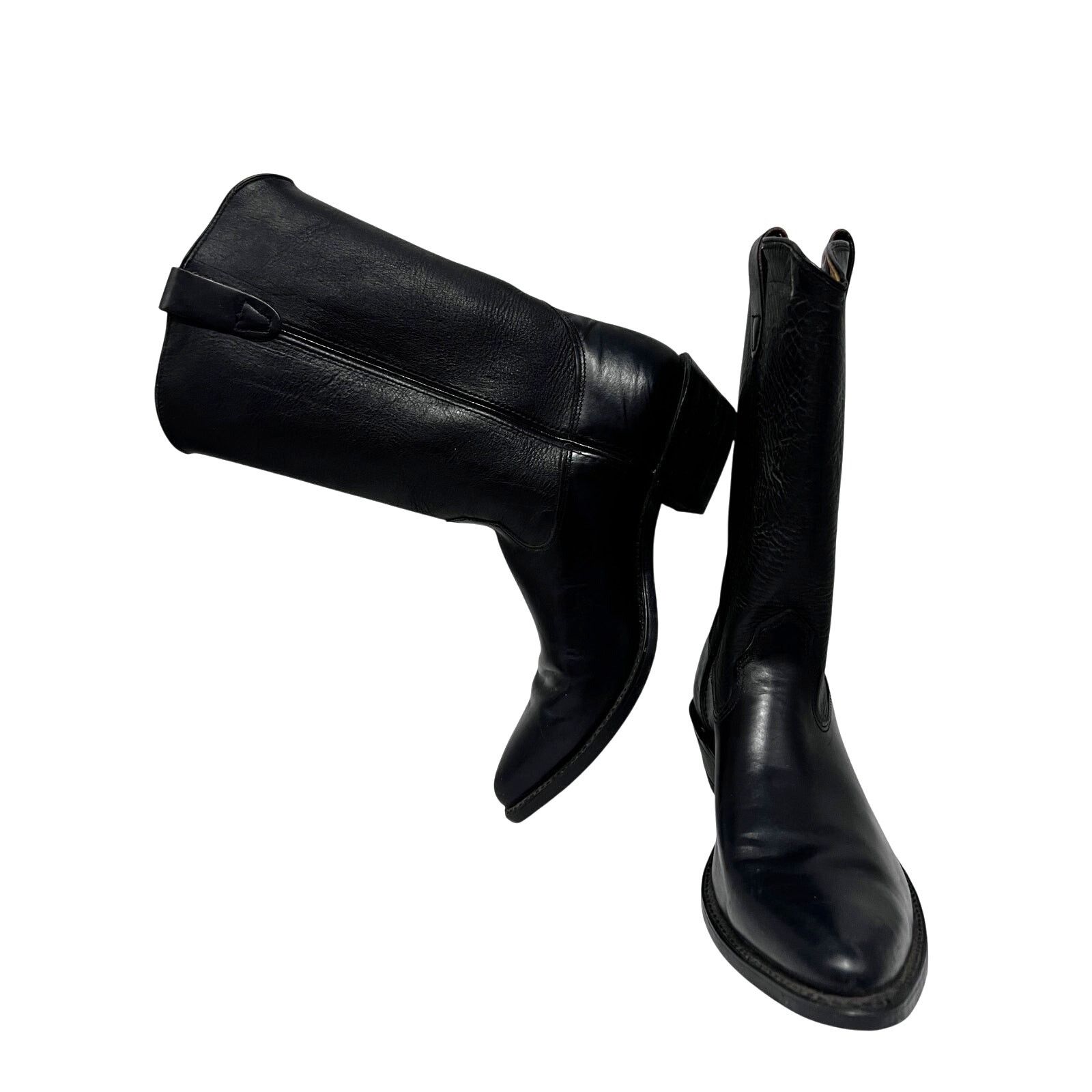 Vintage Sonora Double H West Black Leather Western Cowboy Boots 11D Size US 11 / EU 44 - 4 Thumbnail