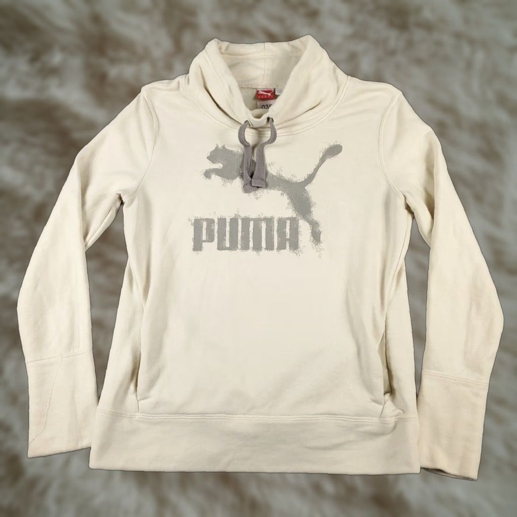 Puma PUMA Sweatshirt Women M Beige Cowl Neck Pullover Knit Logo Regular Womens Size M / US 6-8 / IT 42-44 - 1 Thumbnail