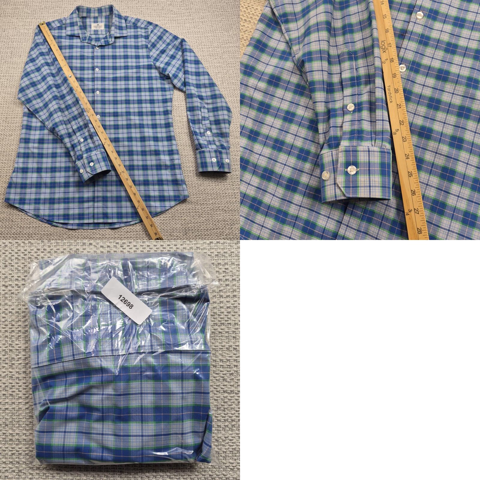 Mizzen+Main Mizzen+Main Button Up Shirt Mens XL Blue Plaid Trim Fit Dress Shirt Size 46R - 9 Thumbnail